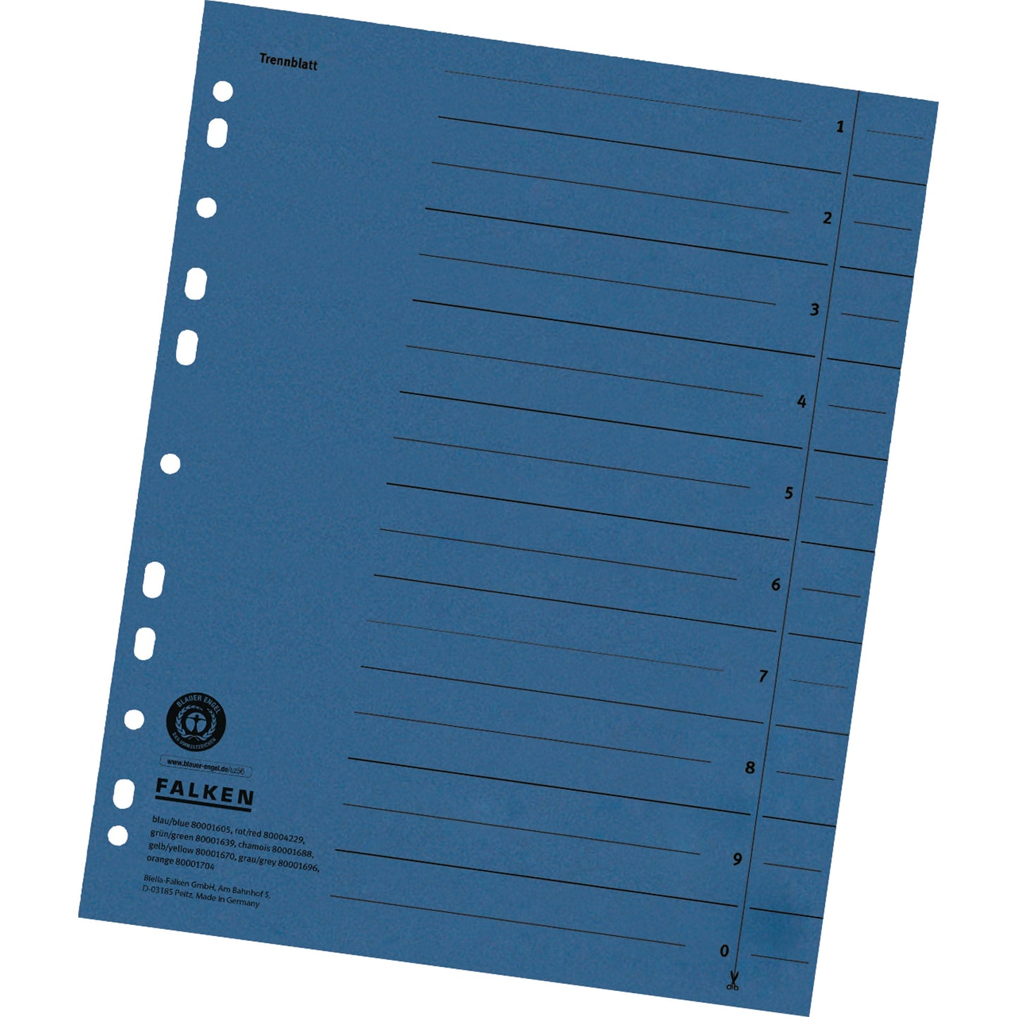 Falken Trennblatt DIN A4 Manilakarton blau 100 St./Pack.