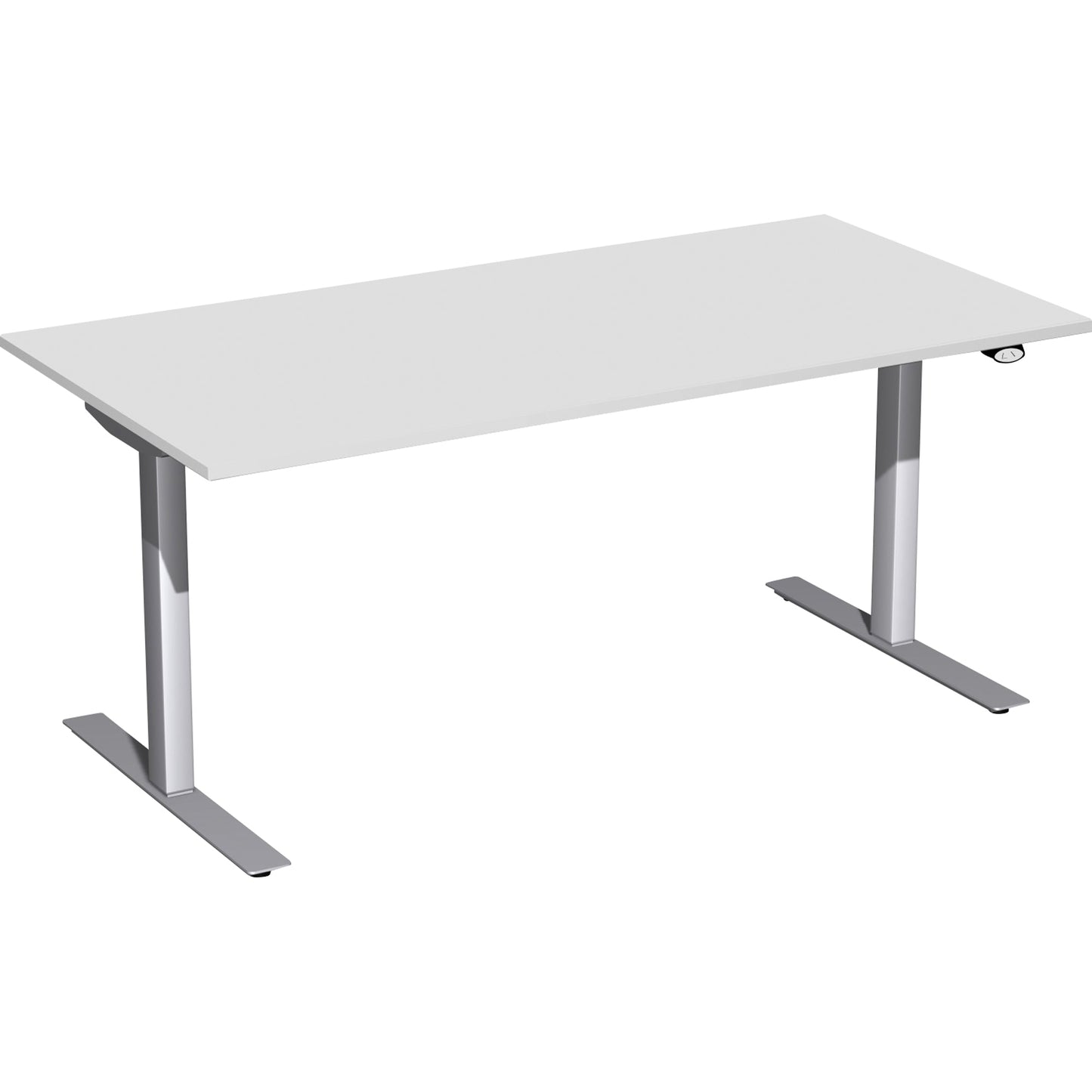 Geramöbel Schreibtisch Elektro-Flex Maße: 1.600 x 650-1.250 x 800 mm (B x H x T) Dreischicht-Feinspan, melaminharzbeschichtet lichtgrau