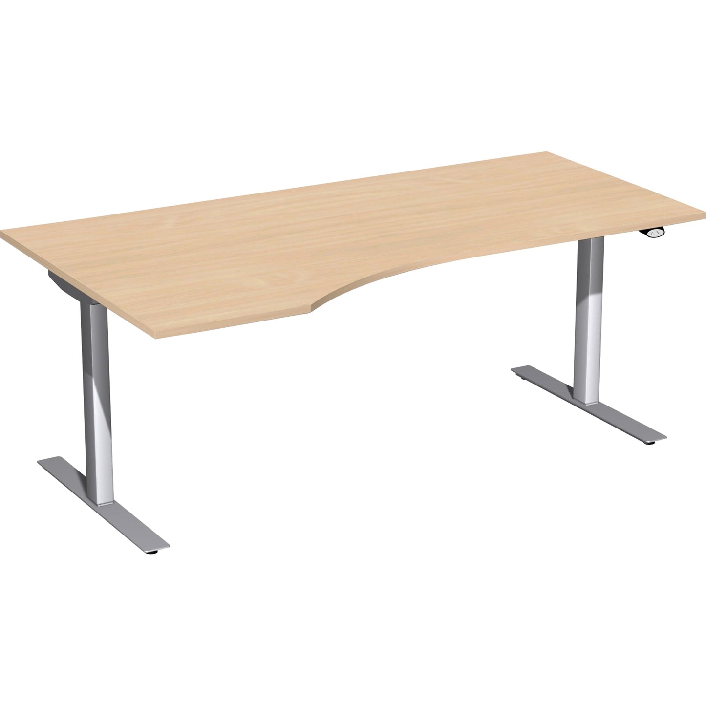 Geramöbel Schreibtisch Elektro Flex Maße: 1.800 x 650-1.250 x 800/1.000 mm (B x H x T) Dreischicht-Feinspan, melaminharzbeschichtet buche
