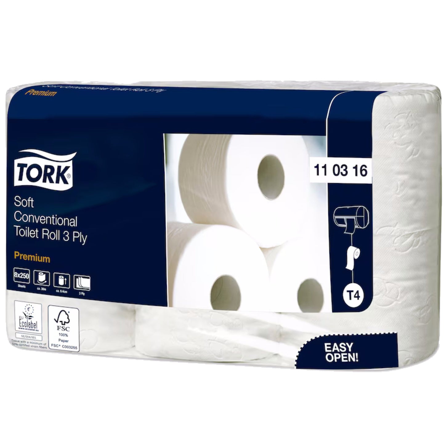 Tork Toilettenpapier Premium 3-lagig weiß 250 Bl./Rl. 8 Rl./Pack.