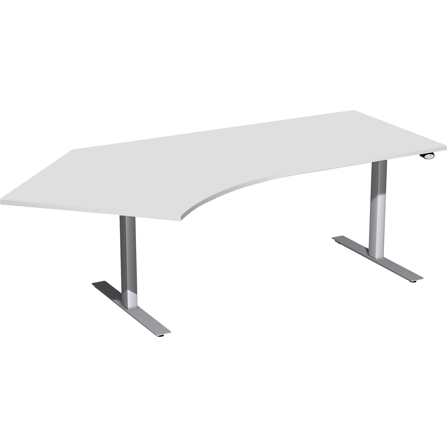 Geramöbel Schreibtisch Elektro Flex Maße: 2.166 x 650-1.250 x 800/1.131 mm (B x H x T) Dreischicht-Feinspan, melaminharzbeschichtet lichtgrau