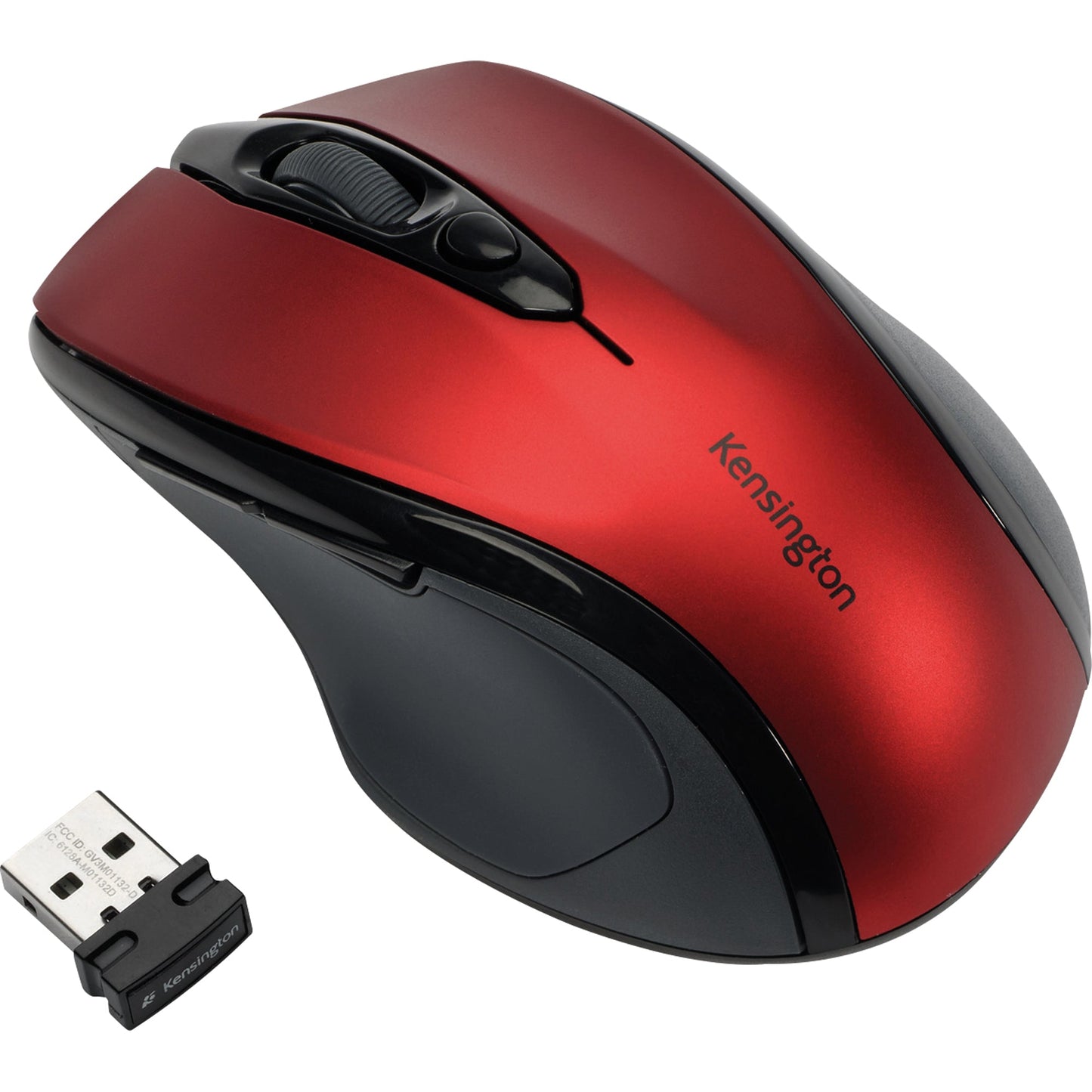 Kensington Optische PC Maus Pro Fit® Rechtshänder nicht ergonomisch USB-A 10m Batterie inkl. Nano-USB-Empfänger rubinrot