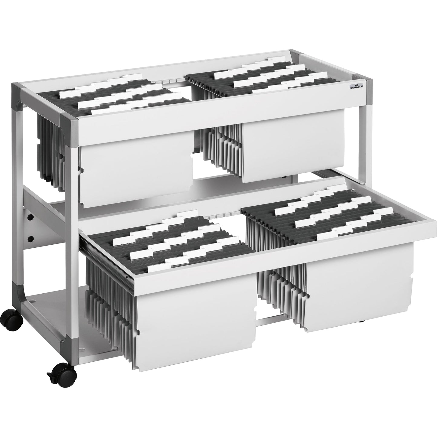 DURABLE Hängemappenwagen SYSTEM FILE TROLLEY 200 MULTI DUO 89,7 x 71,5 x 43,2 cm (B x H x T) Metall, Stahl (epoxidharzbeschichtet), Holz (melaminbeschichtet), Polyamid, Polypropylen grau
