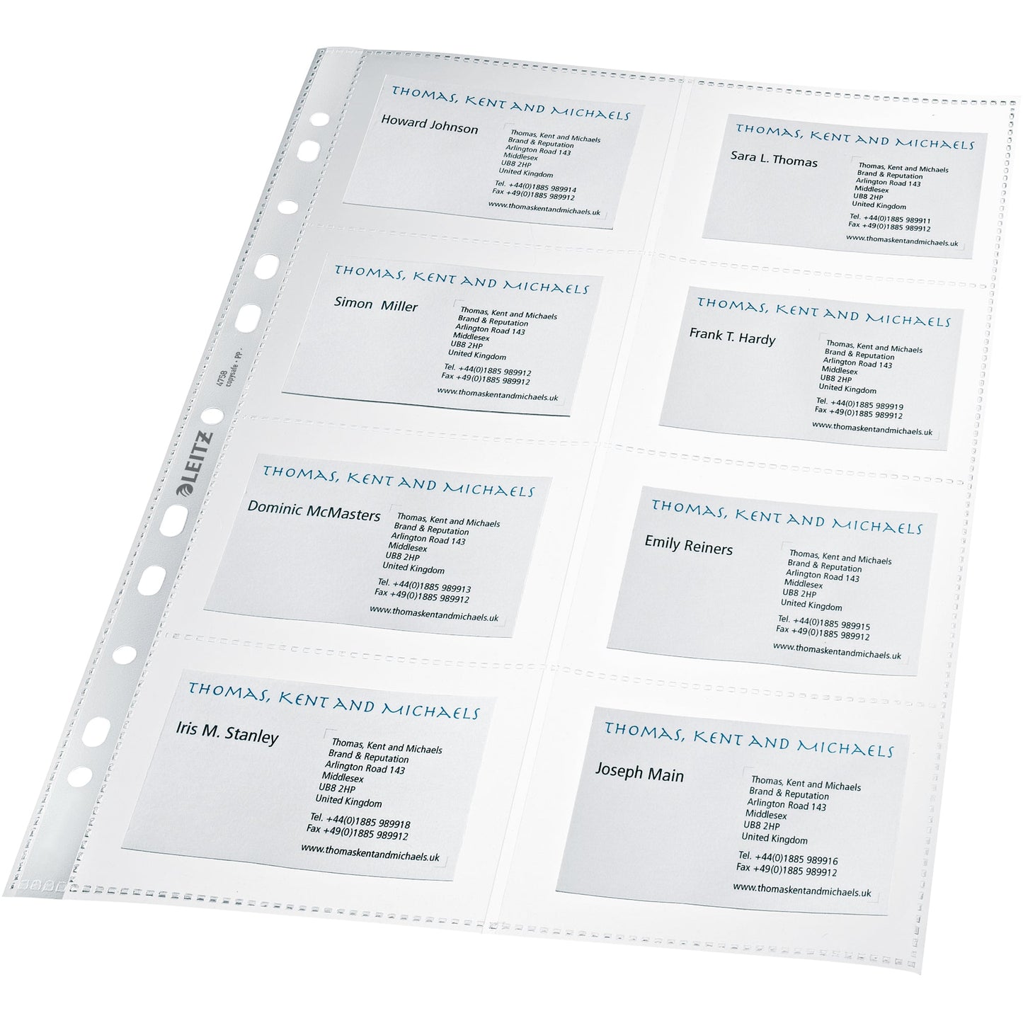 Leitz Visitenkartenhülle 90 x 57 mm (B x H) links offen Polypropylen transparent 16 Karten 10 St./Pack.