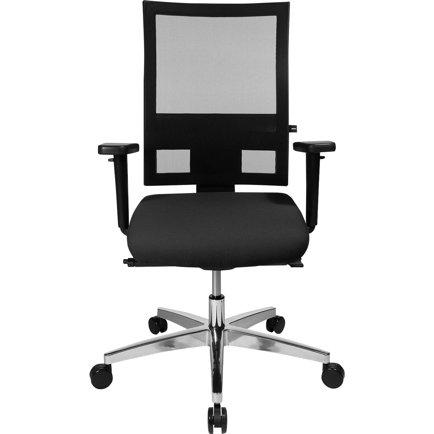 TOPSTAR Bürodrehstuhl Profi Net 11 41-53cm Synchronmechanik Rolle hart gebremst (für Teppichboden) optionales Zubehör: Rolle weich gebremst (für Hartboden) 6990 Aluminium, poliert schwarz