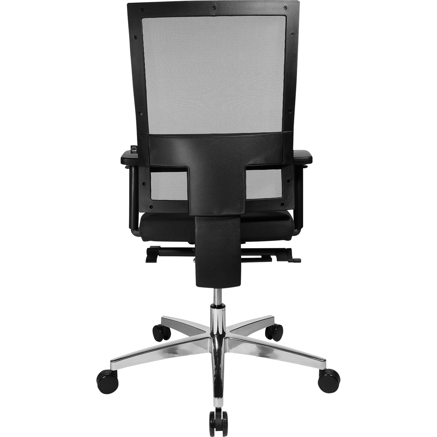 TOPSTAR Bürodrehstuhl Profi Net 11 41-53cm Synchronmechanik Rolle hart gebremst (für Teppichboden) optionales Zubehör: Rolle weich gebremst (für Hartboden) 6990 Aluminium, poliert schwarz