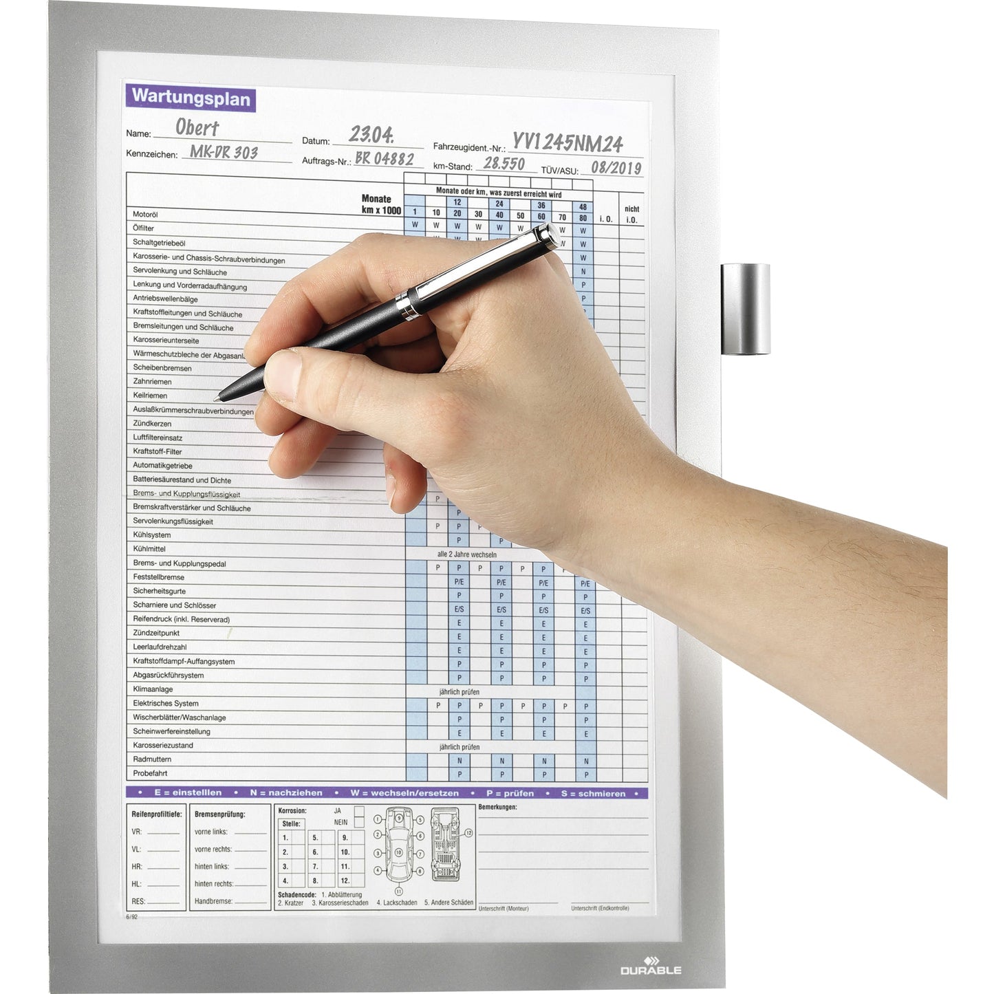 DURABLE Magnetrahmen MAGNETIC NOTE DIN A4 Polyethylen/Polypropylen/PVC silber metallic