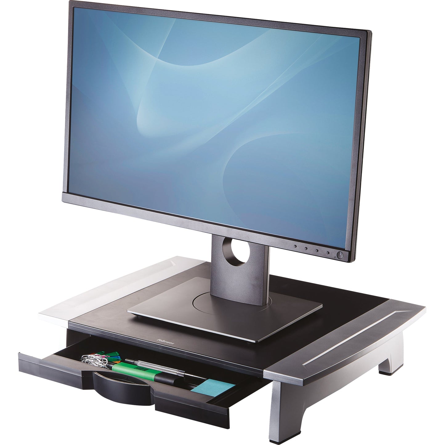 Fellowes® Monitorständer Office SuitesT Standard 50,48 x 10,64 x 35,72 cm (B x H x T) 36kg höhenverstellbar Plastik schwarz/silber