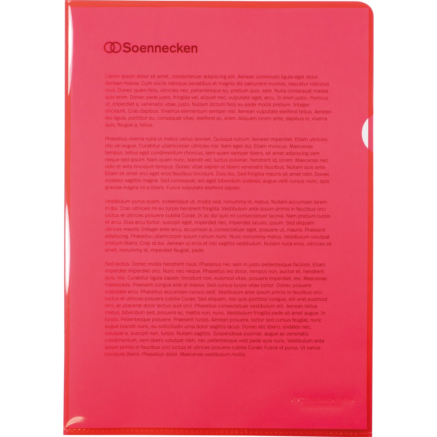 Soennecken Sichthülle DIN A4 150µm oben, rechts offen dokumentenecht Polypropylen rot glatt 50 St./Pack.