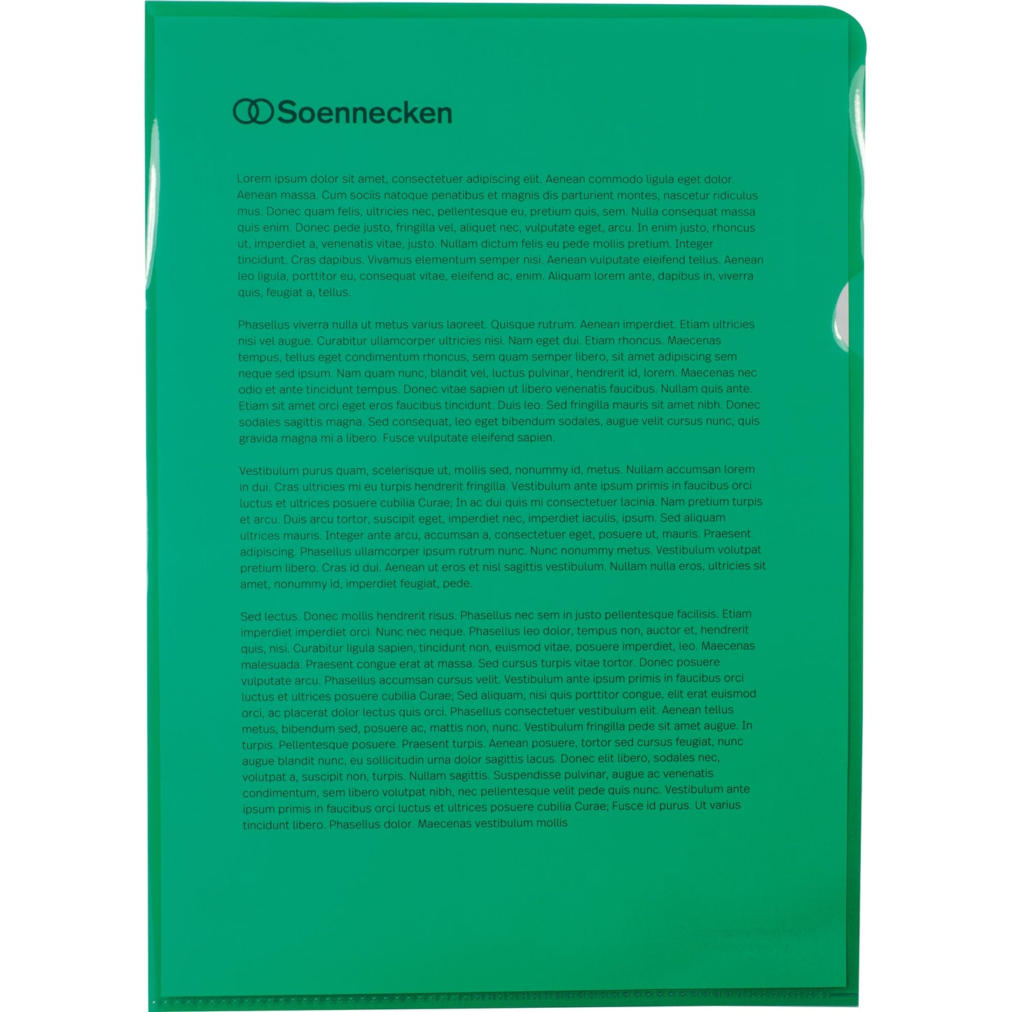 Soennecken Sichthülle DIN A4 150µm oben, rechts offen dokumentenecht Polypropylen grün glatt 50 St./Pack.