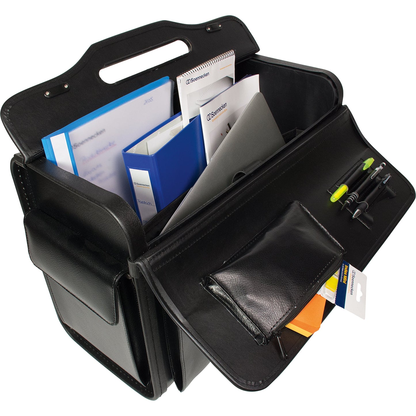 Soennecken Pilotenkoffer LEIPZIG 48,5 x 39,5 x 26 cm (B x H x T) Zahlenkombinationsschloss Leder schwarz