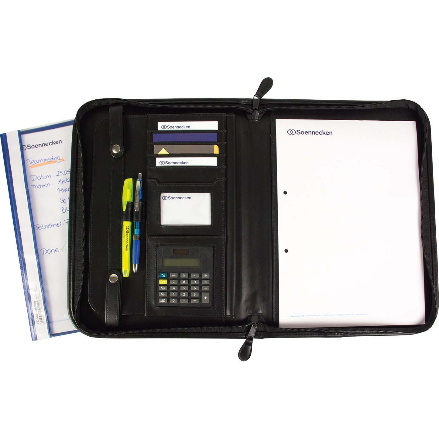 Soennecken Schreibmappe DORTMUND 34 x 27 x 2,5 cm (B x H x T) Rindsleder schwarz