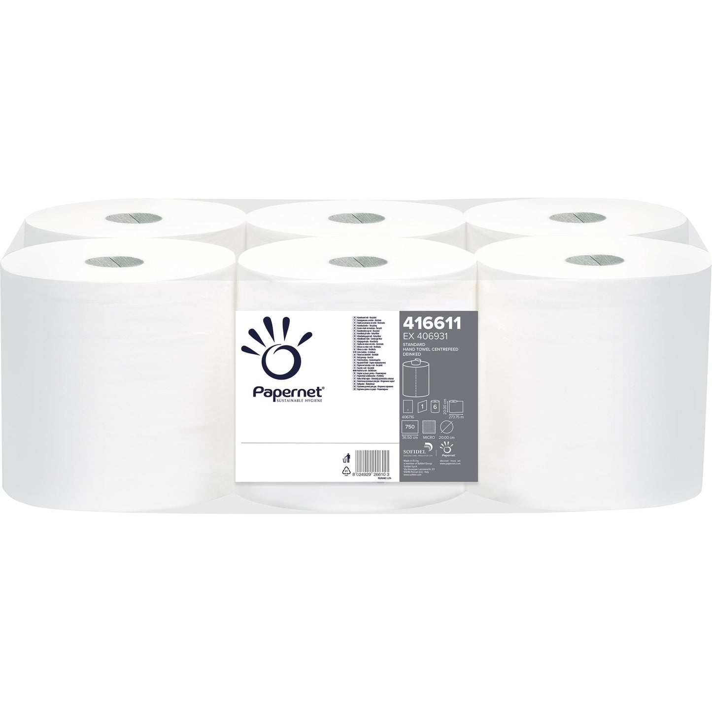 Papernet Handtuchrolle 20 cm x 274 m (B x L) Papier, 100 % recycelt weiß 6 Rl./Pack.