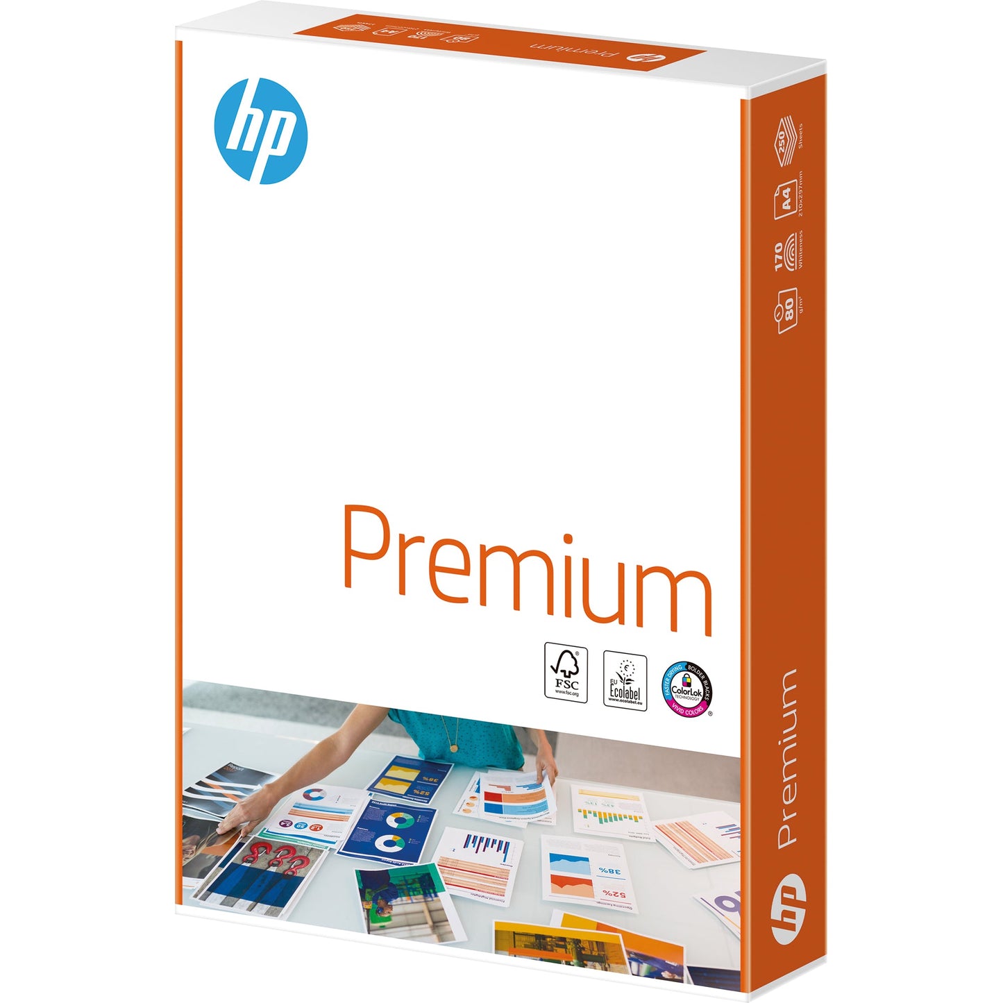 HP Kopierpapier Premium DIN A4 80g/m² elementar chlorfrei gebleicht weiß 250 Bl./Pack.