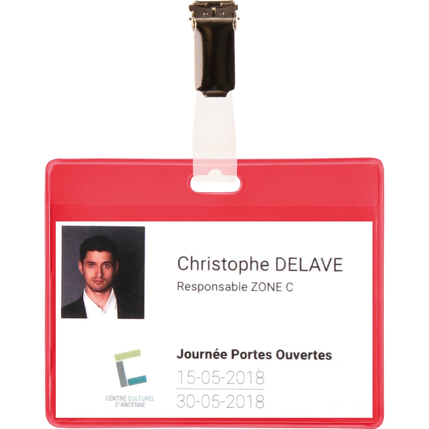 DJOIS Namensschild 99 x 69 mm (B x H) inkl. A4 Druckbögen Clip rot 25 St./Pack.