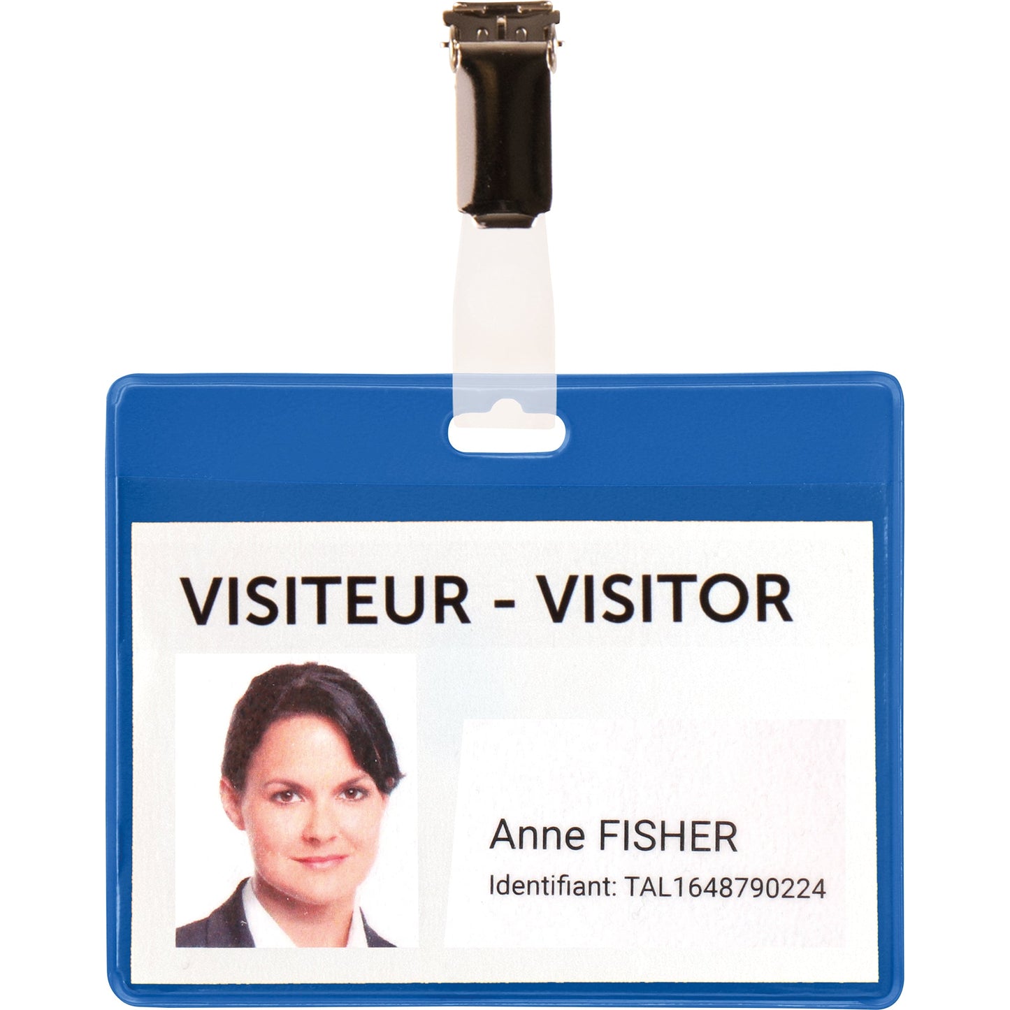 DJOIS Namensschild 99 x 69 mm (B x H) inkl. A4 Druckbögen Clip blau 25 St./Pack.