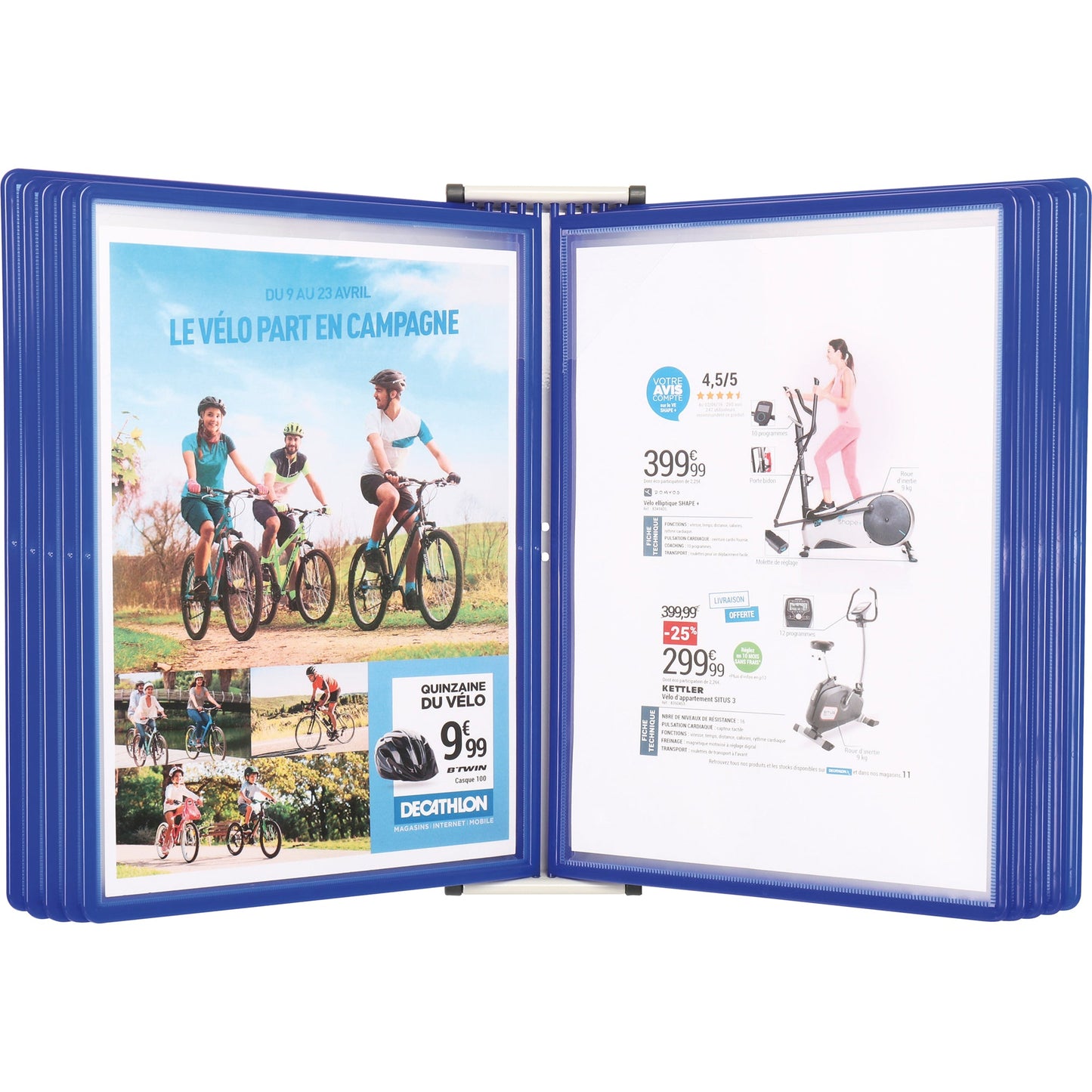 DJOIS Sichttafelwandhalter Easy Load DIN A4 Metall/Polypropylen blau 10 Sichttafeln