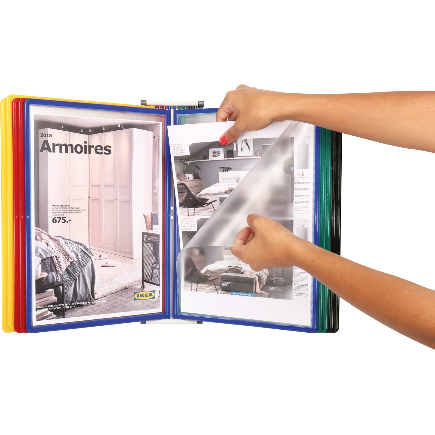 DJOIS Sichttafelwandhalter Easy Load DIN A4 Metall/Polypropylen farbig sortiert (freie Farbauswahl nicht möglich) 10 Sichttafeln