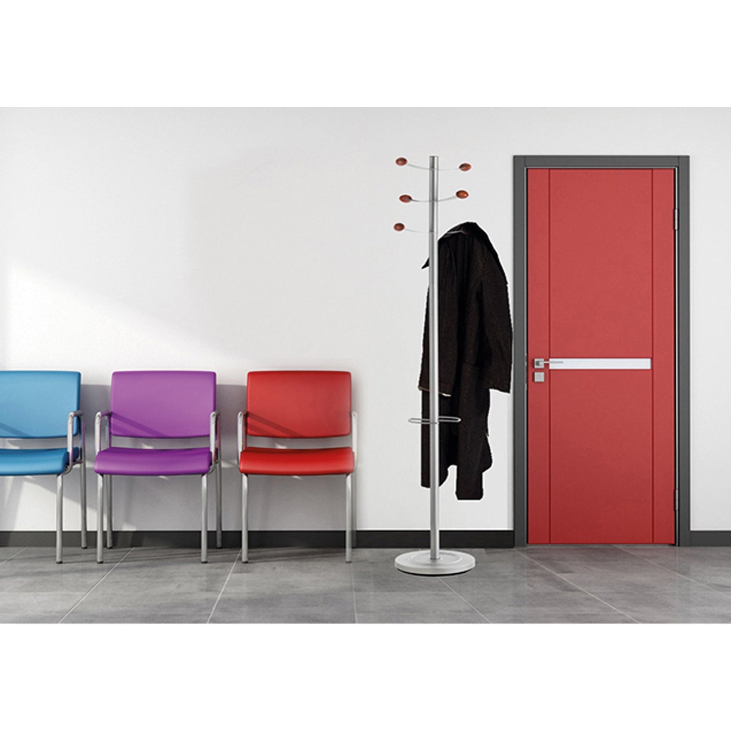 UNILUX Garderobenständer Bouquet 34 x 173 cm (Ø x H) Stahl, epoxidharzbeschichtet grau/buche