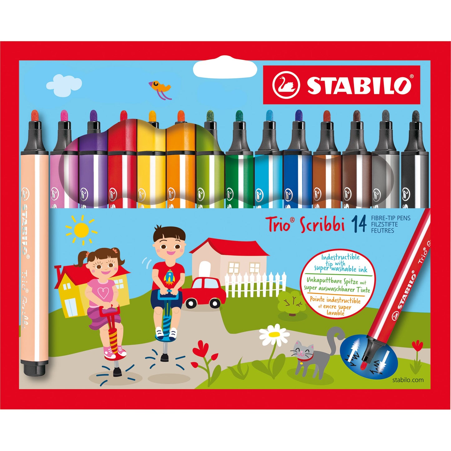 STABILO® Fasermaler Trio® Scribbi 1,5-2mm farbig sortiert auswaschbar 14 St./Pack.