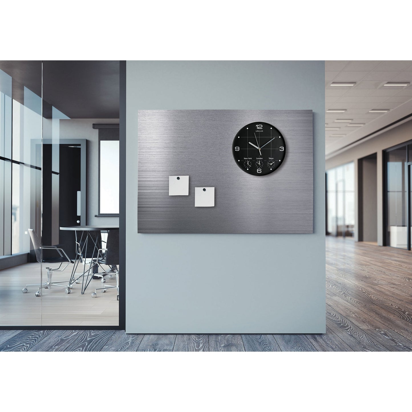 UNILUX Wanduhr On Time 30,5cm Kunststoff schwarz