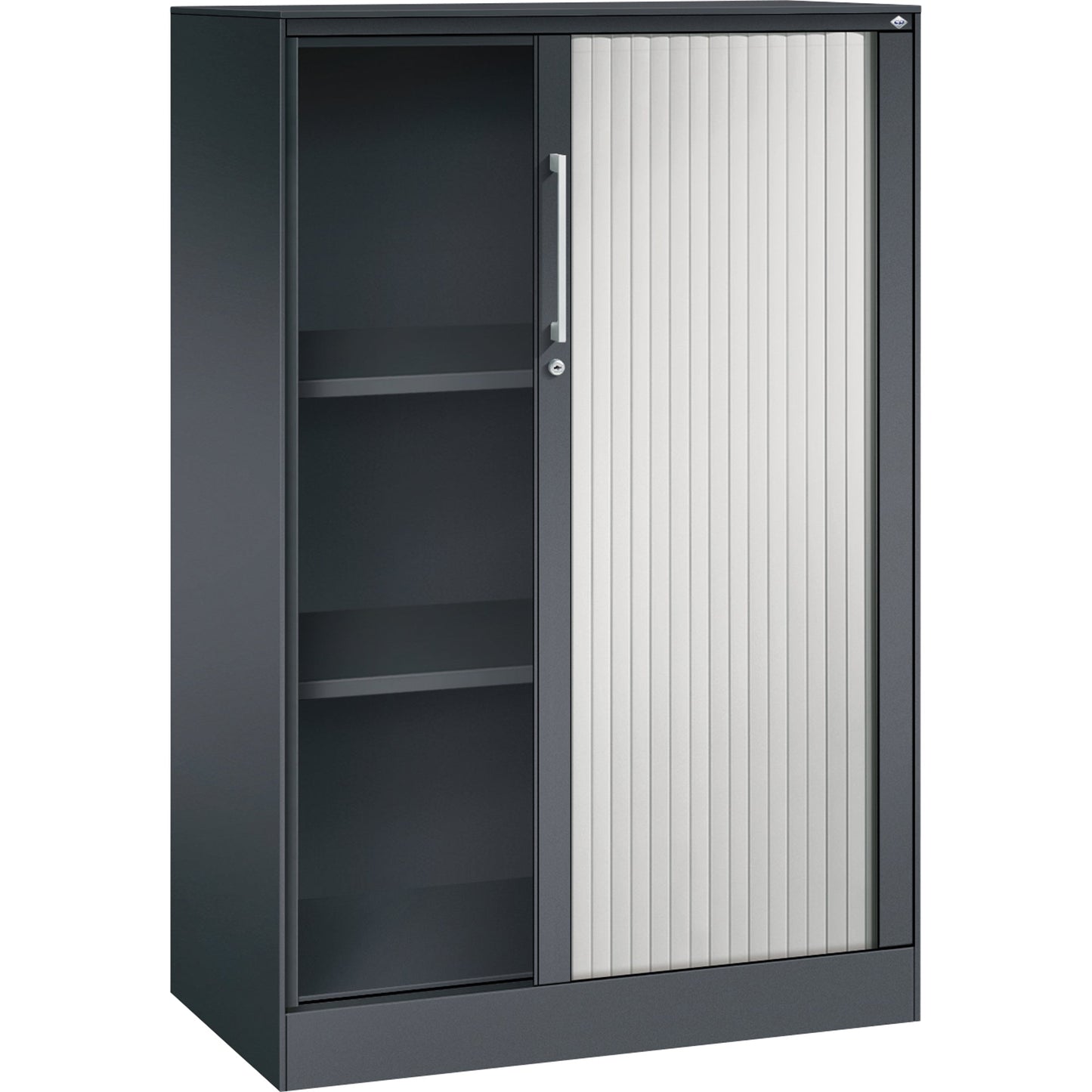 C+P Rollladenschrank Asisto 800 x 1.310 x 435 mm (B x H x T) 2 Fachböden lichtgrau schwarzgrau