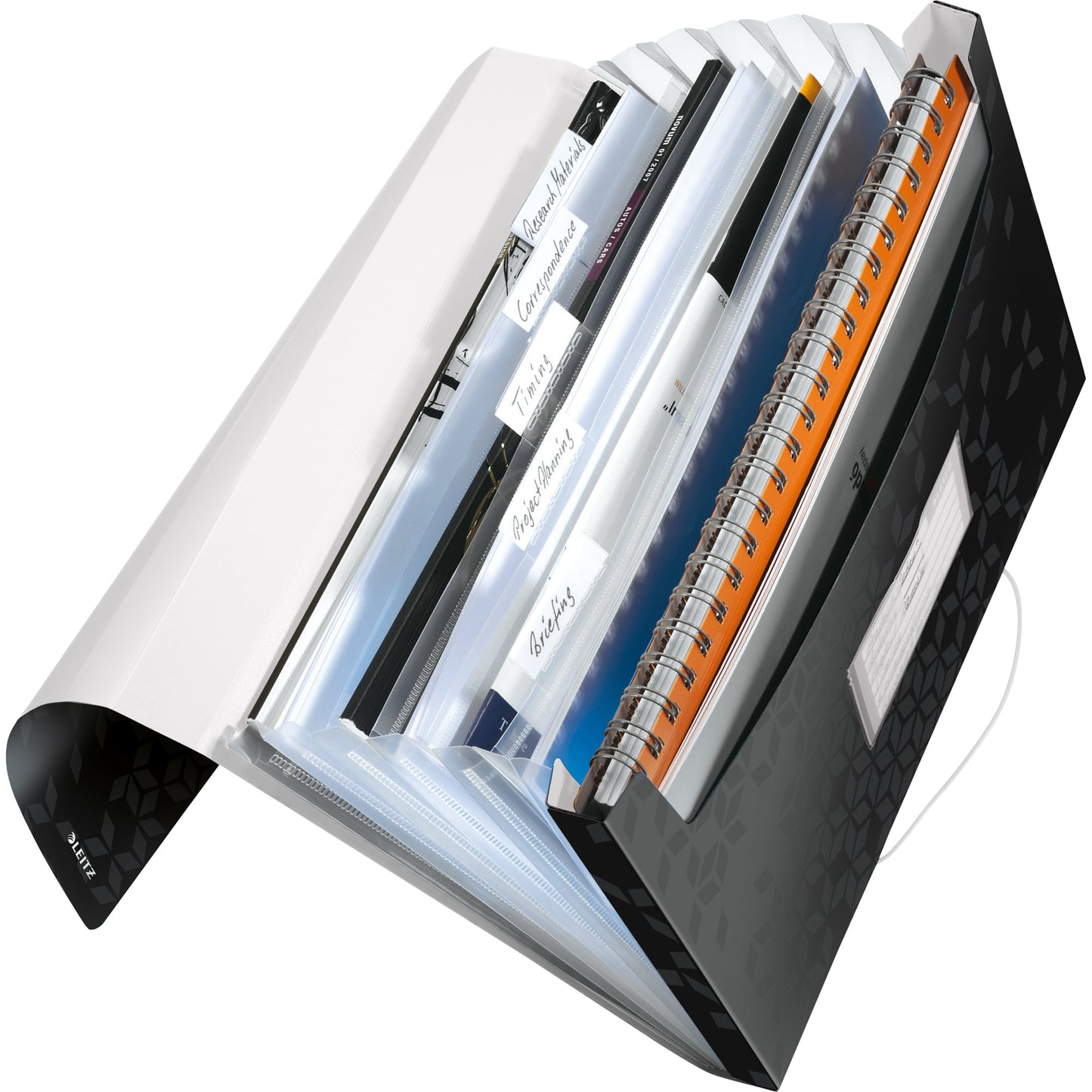Leitz Fächermappe WOW DIN A4 Polypropylen schwarz 6 Fächer