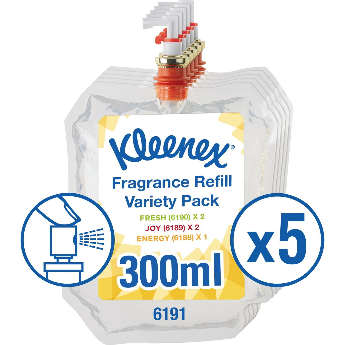 Kleenex® Lufterfrischer Energy, 2 x Joy, 2 x Fresh 5 x 300 ml/Pack.