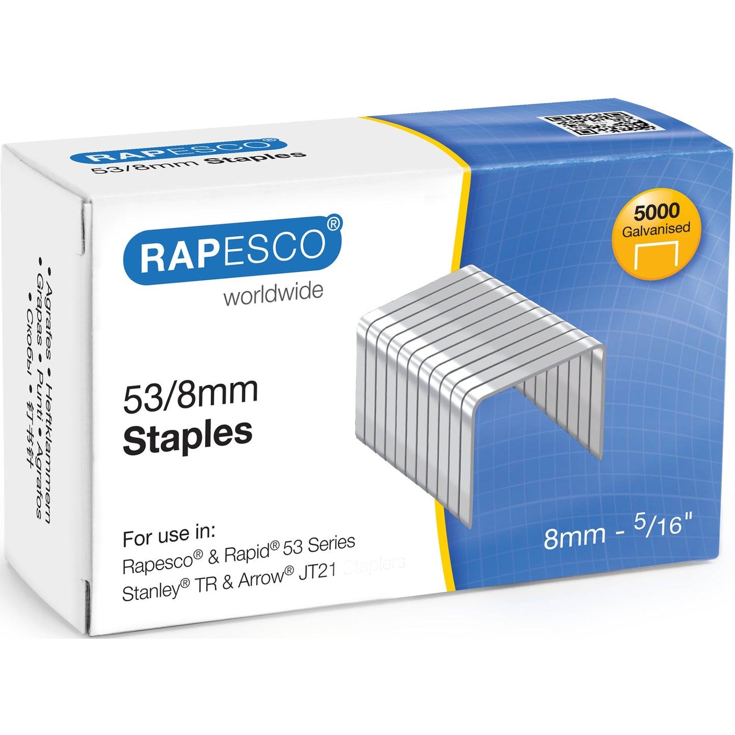 RAPESCO Heftklammer 53/8 Rexel, Rapid, Leitz, Novus, Esselte, Arrow, Stanley 5.000 St./Pack.