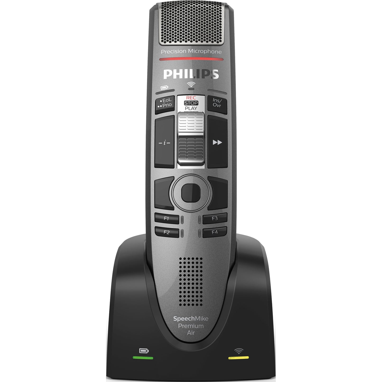 Philips Diktiermikrofon SpeechMike Premium Air SMP4010 45 x 175 x 32 mm (B x H x T) Micro-USB Aufnahme: 200-12.000, Wiedergabe: 300-7.500 Hz inkl. Dockingstation ACC4000, Netzteil, 2 USB-Kabel, Kurzanleitung Kunststoff, antimikrobiell