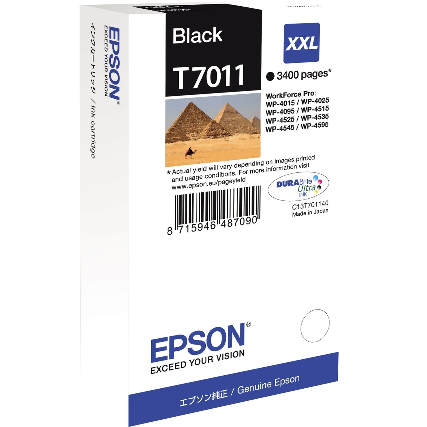 Epson Tintenpatrone Originalzubehör T7011 ca. 3.400 Seiten schwarz 63,2ml