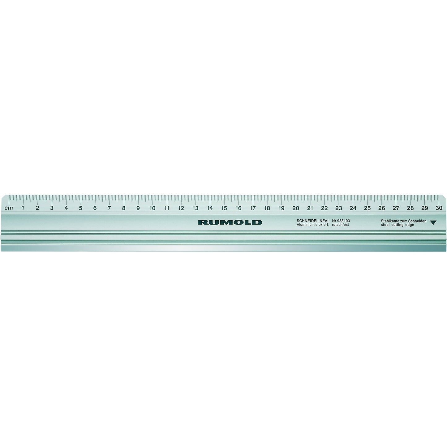 RUMOLD Schneidelineal 50cm oberseitig ohne mm-Facette auf beiden Seiten Aluminium silber