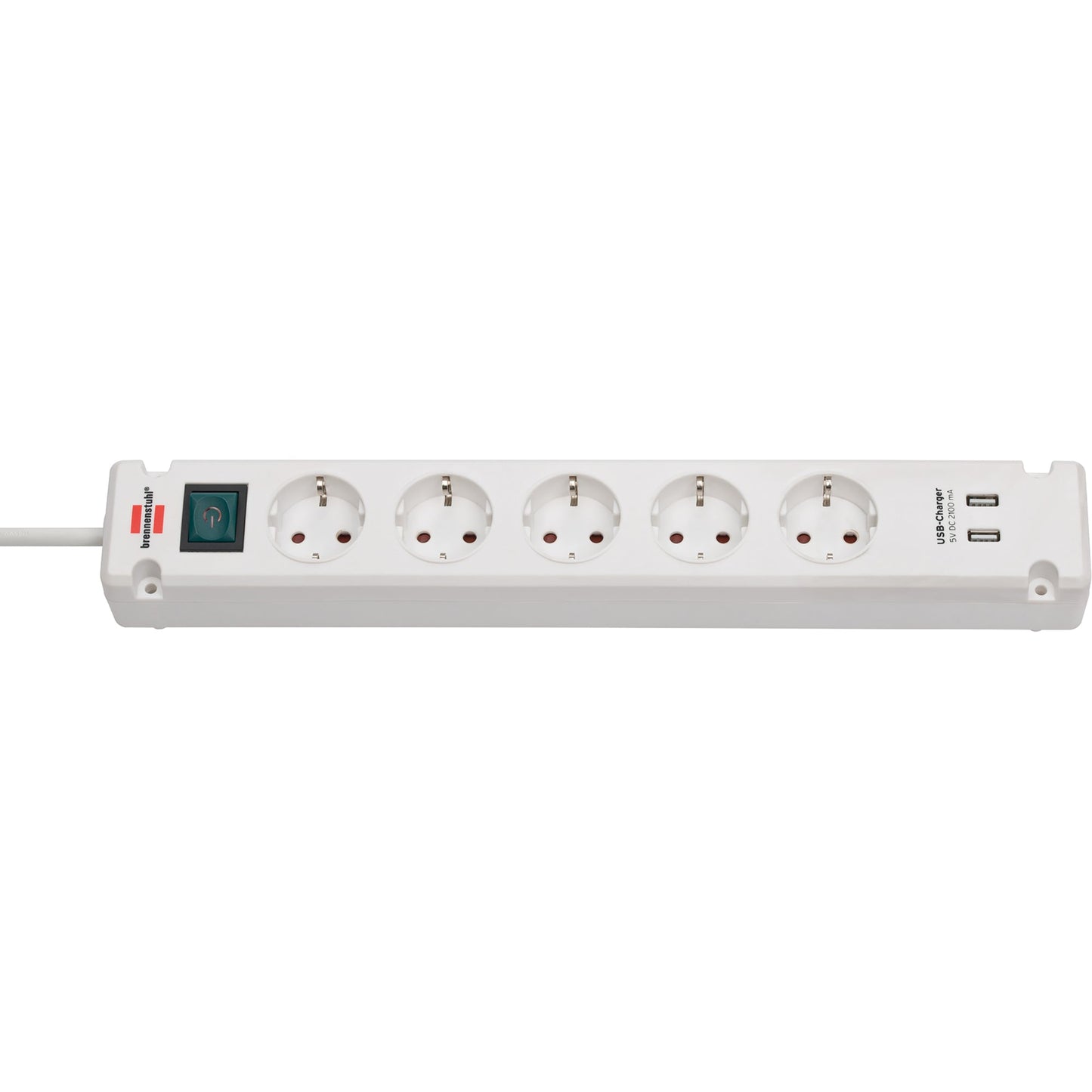 brennenstuhl® Steckdosenleiste Bremounta 5 Steckdosen 2 USB-Ports weiß