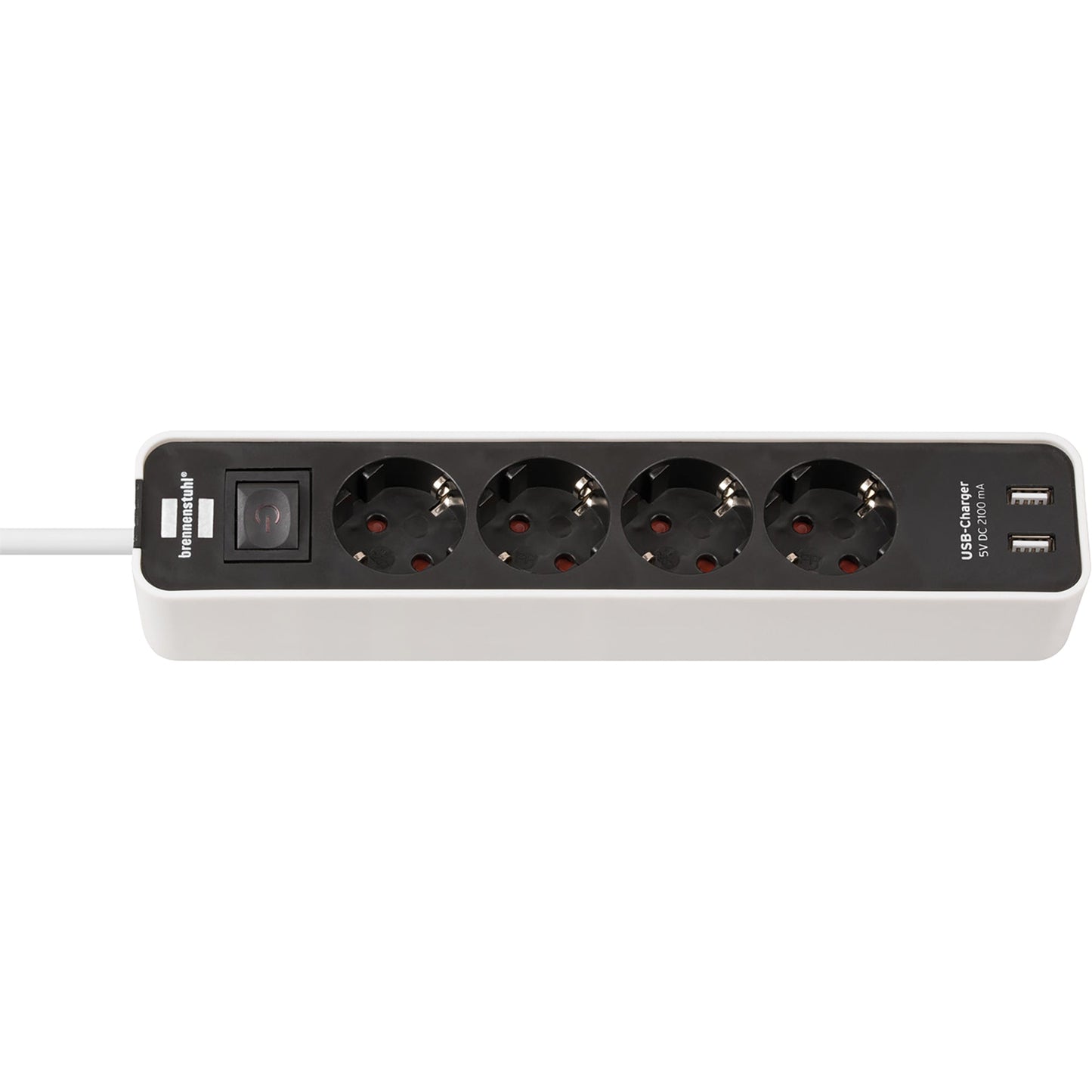 brennenstuhl® Steckdosenleiste Ecolor 4 Steckdosen 2 USB Ports schwarz/weiß