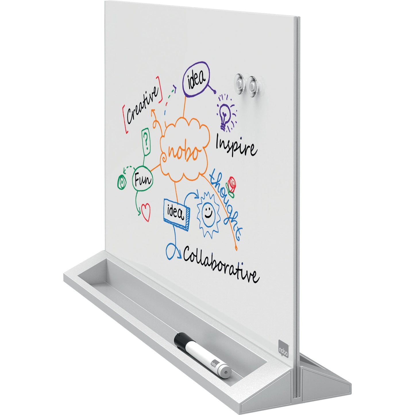 Nobo® Glasboard Tafel magnethaftend inkl. Whiteboardmarker, Tafelwischer Sicherheitsglas brillantweiß