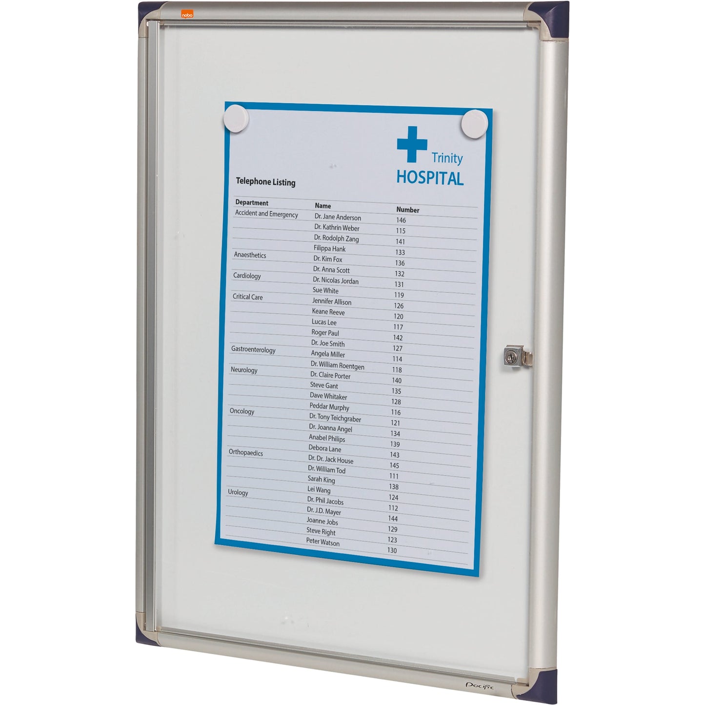Nobo® Schaukasten Innenbereich 68 x 51 x 2,5 cm (B x H x T) 4 x DIN A4 mit Schloss Aluminium/Kunststoff silber