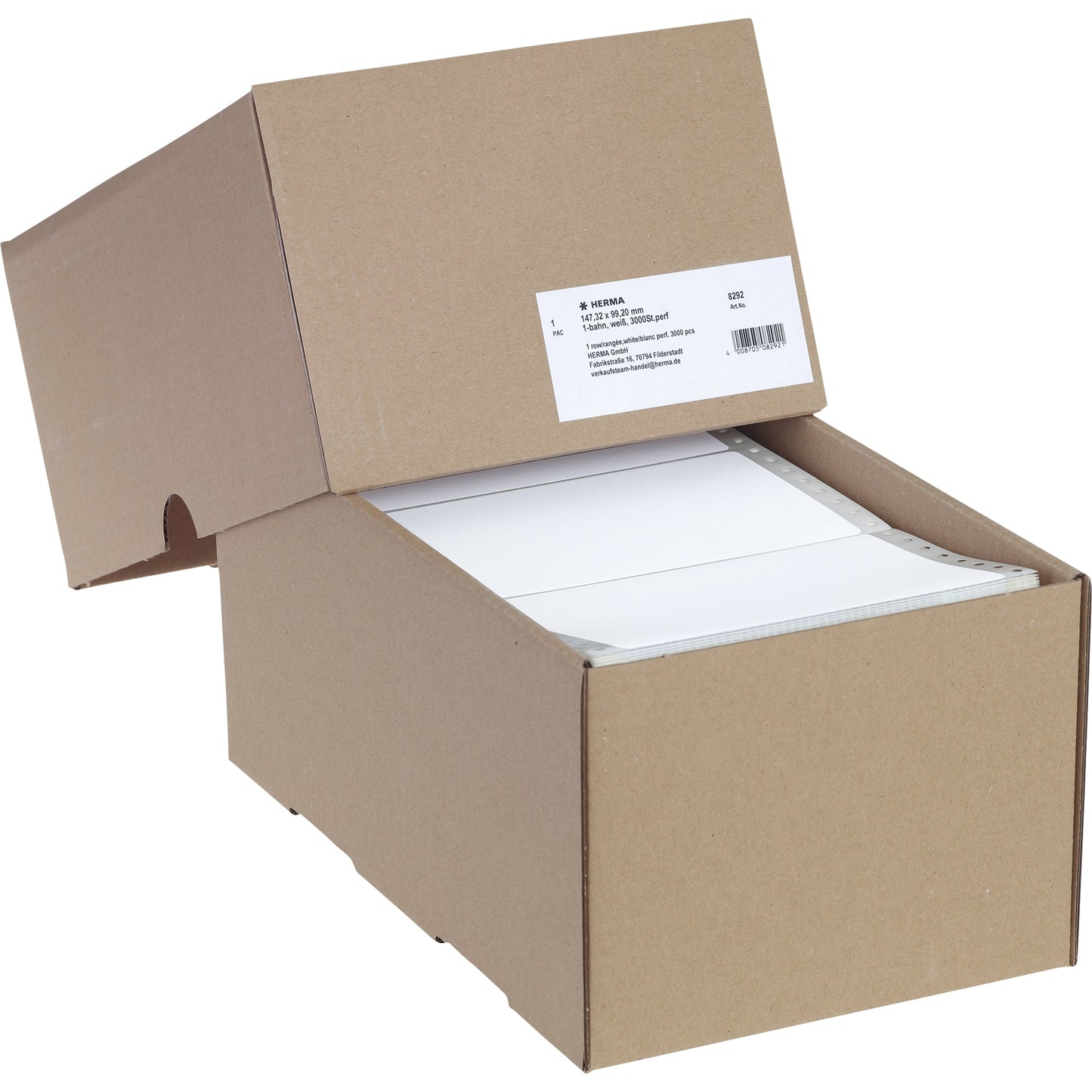 HERMA Endlosetikett 147,3 x 99,2 mm (B x H) nicht wieder ablösbar mit Führungslochrand Papier weiß 1-bahnig 3.000 Etik./Pack.