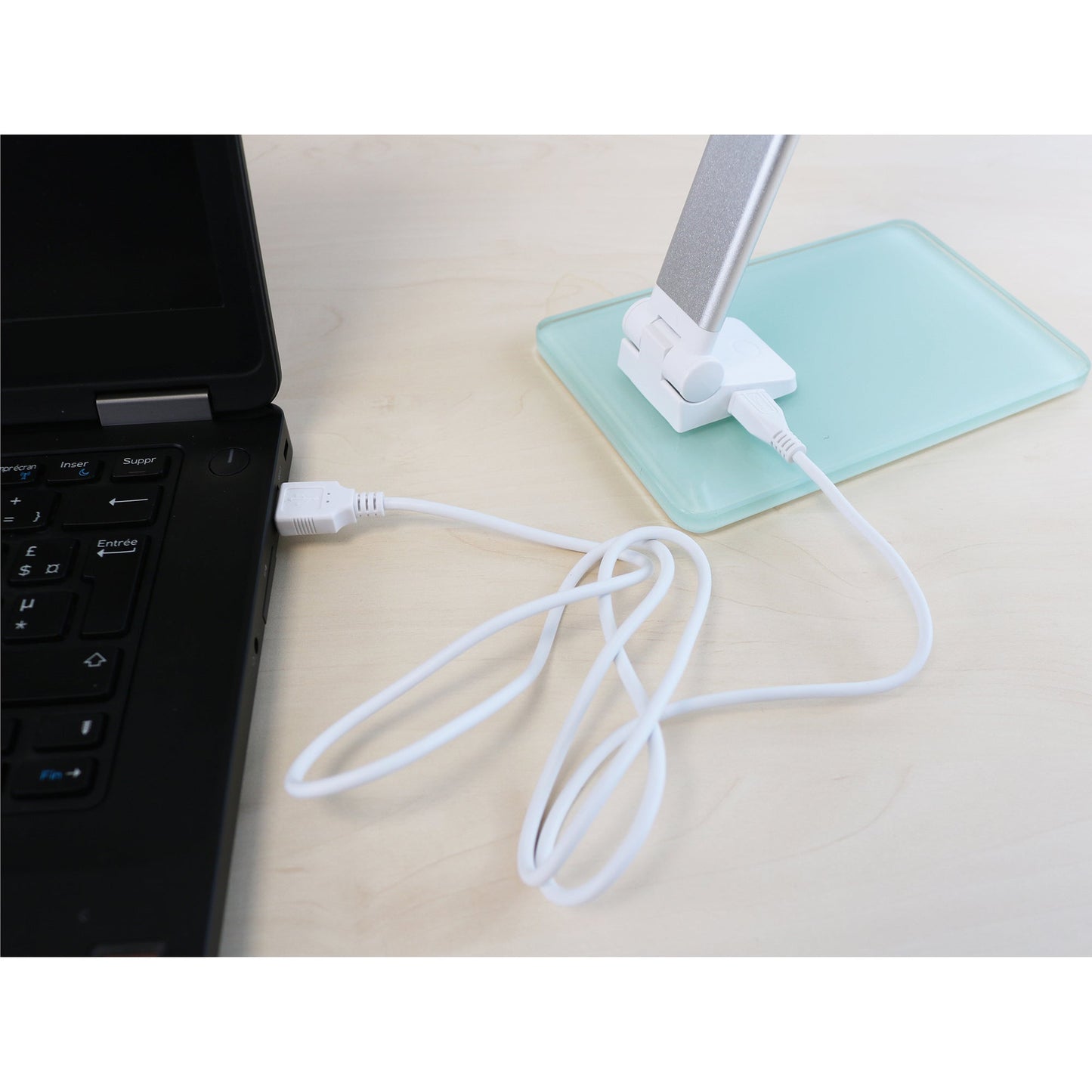 UNILUX Tischleuchte POPY F 5 kWh/1.000h Netzbetrieb, USB weiß/metallgrau