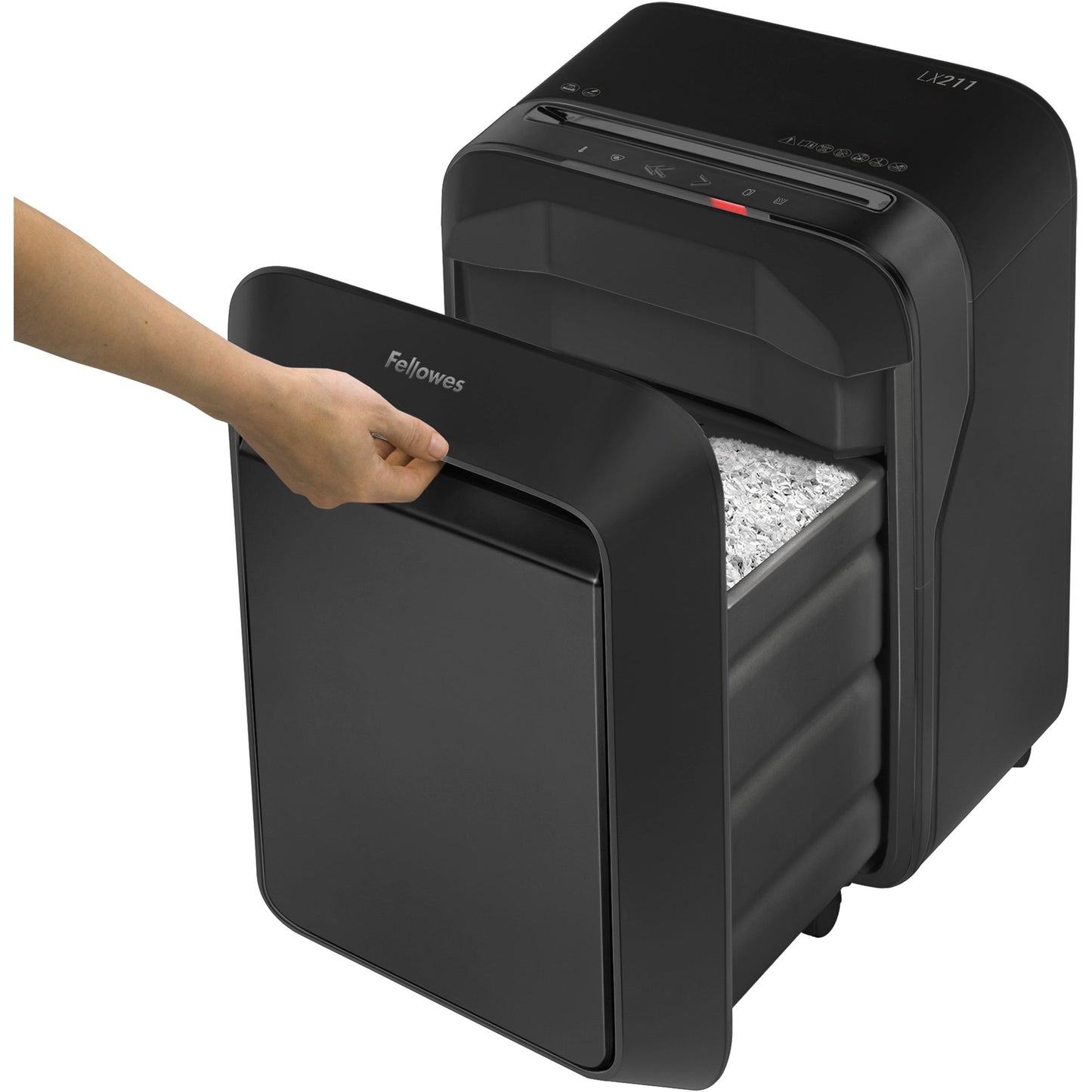 Fellowes® Aktenvernichter Powershred® LX 211 P-5 Papier, Heftklammern, Büroklammern, Kreditkarten Partikelschnitt 15 Bl. schwarz