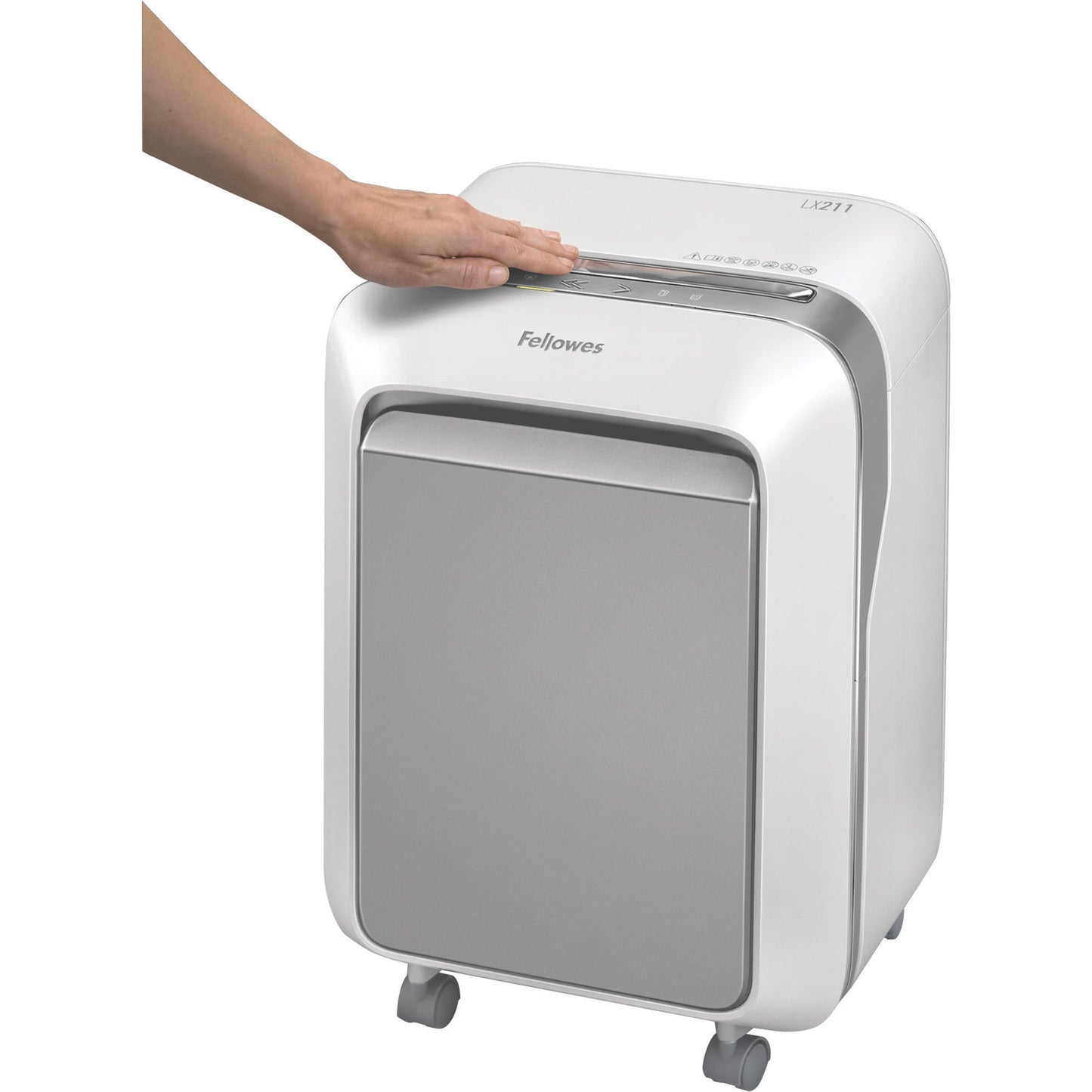 Fellowes® Aktenvernichter Powershred® LX 211 P-5 Papier, Heftklammern, Büroklammern, Kreditkarten Partikelschnitt 15 Bl. weiß