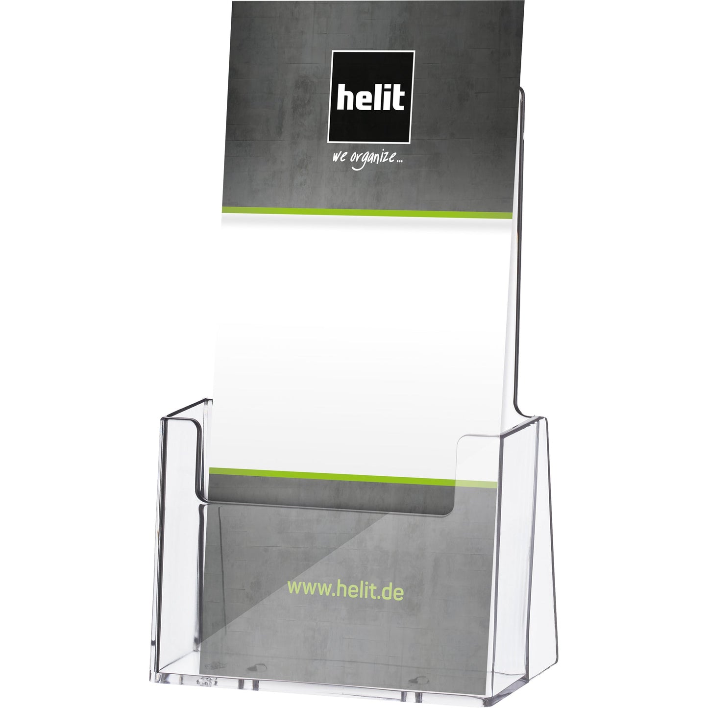 helit Prospekthalter the helpdesk 11,6 x 18,6 x 6,6 cm (B x H x T) 1/3 DIN A4 Polystyrol glasklar 1 Fach