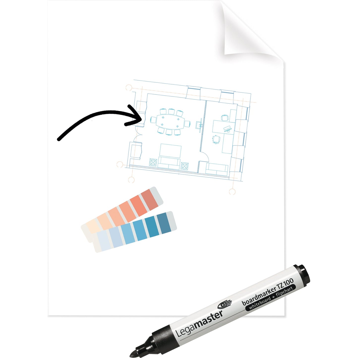 Legamaster Flipchartfolie Magic-Chart Clearboard 60 x 80 cm (B x H) 50µm selbsthaftend inkl. 1 Marker Polypropylen transparent 25 Bl./Pack.