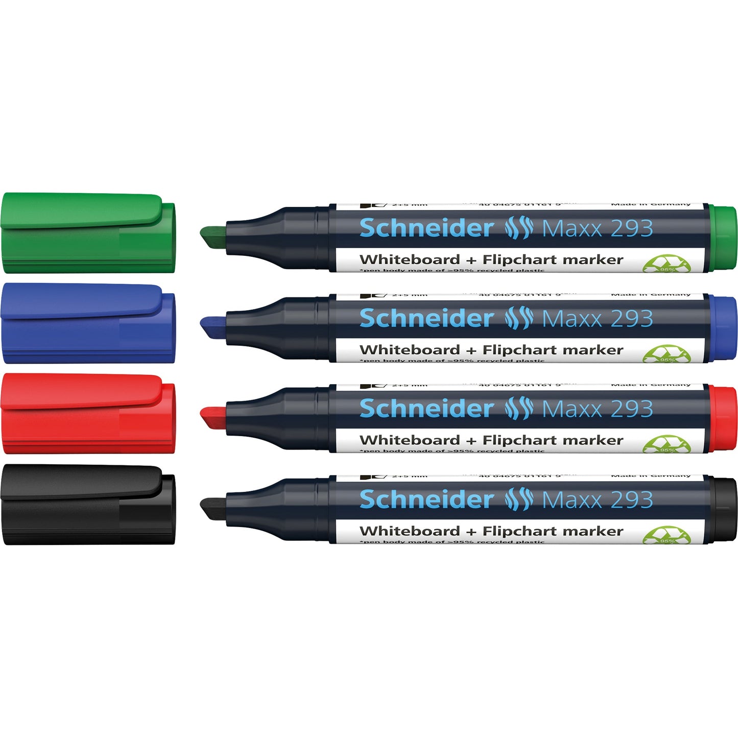 Schneider Whiteboard-/Flipchartmarker Maxx 293 2-5mm farbig sortiert Keilspitze 4 St./Pack.