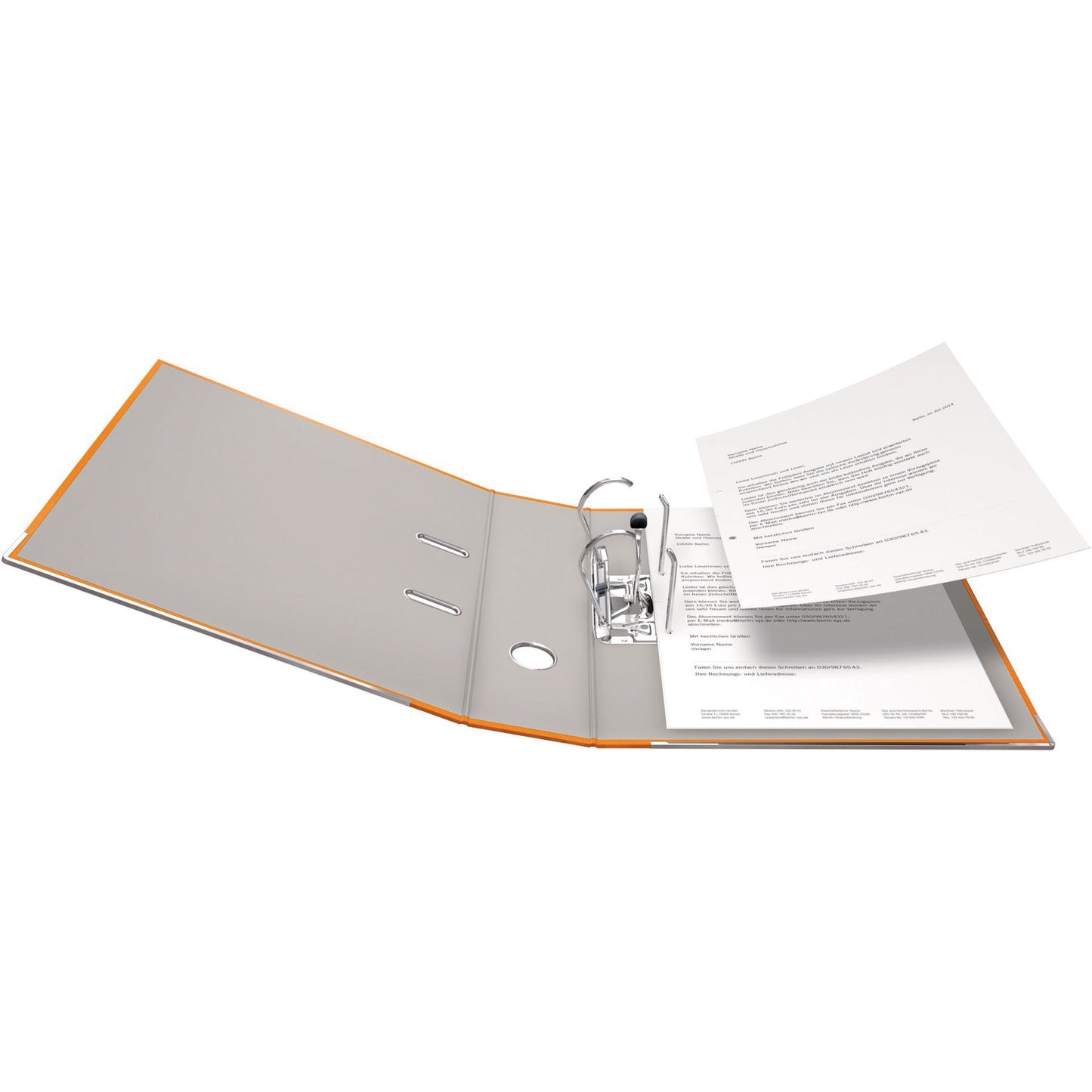 Falken Ordner Color Vegan 80mm DIN A4 Rückenschild: einsteckbar mit Schlitzen Werkstoff: Pappe Material außen: Polypropylen Material innen: Papier orange