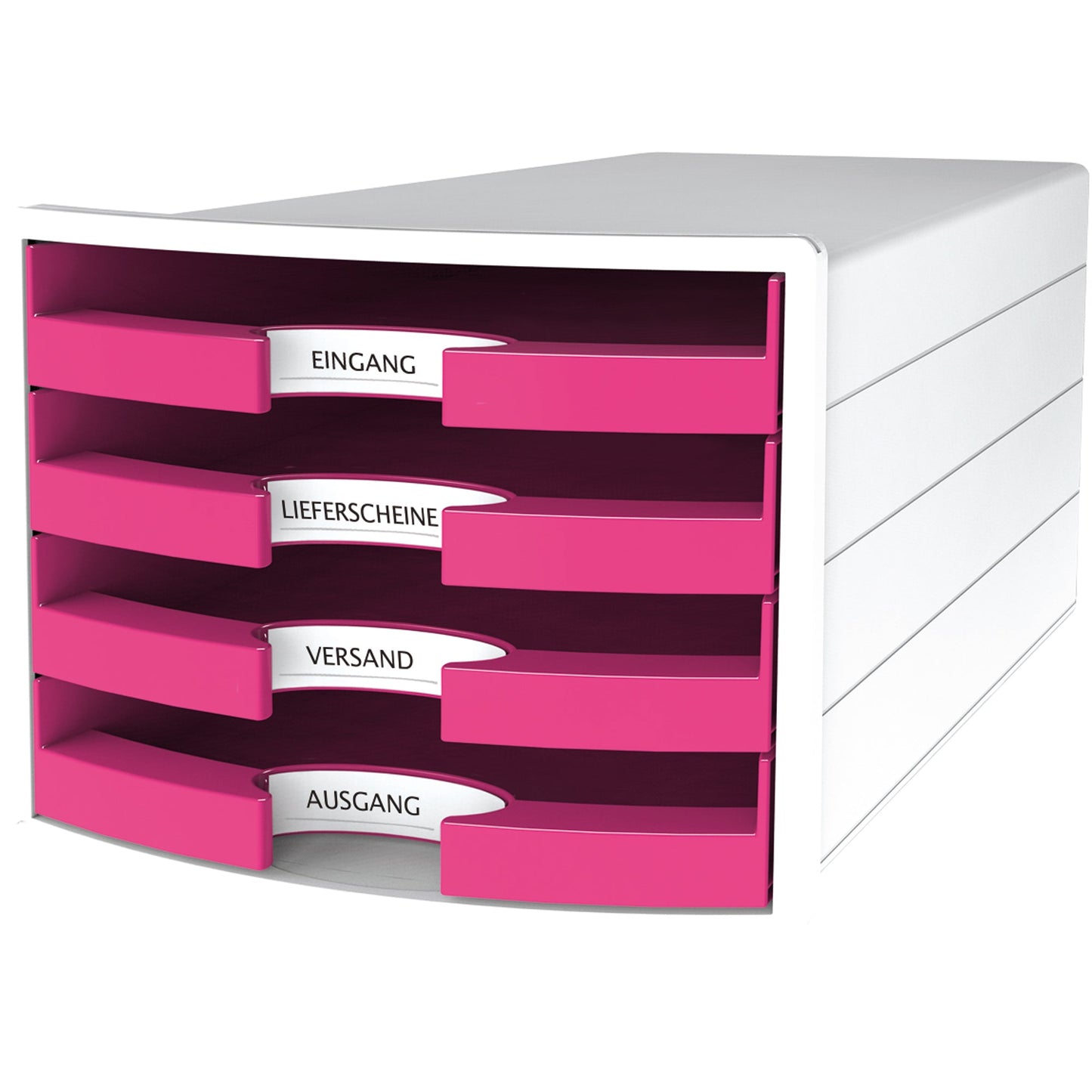HAN Schubladenbox IMPULS 4 Schubladen DIN A4, DIN C4 Polystyrol Gehäusefarbe: weiß Farbe der Schublade: Trend Colour pink