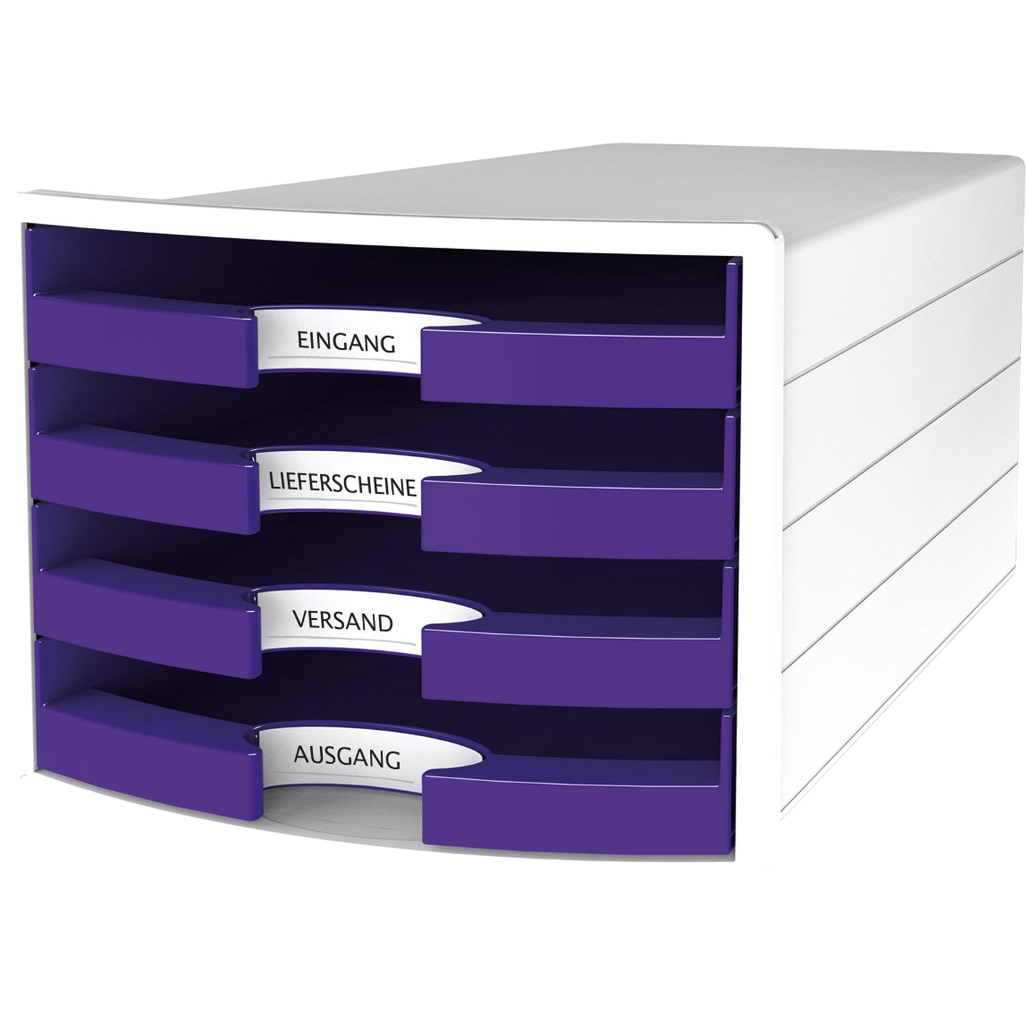 HAN Schubladenbox IMPULS 4 Schubladen DIN A4, DIN C4 Polystyrol Gehäusefarbe: weiß Farbe der Schublade: Trend Colour lila