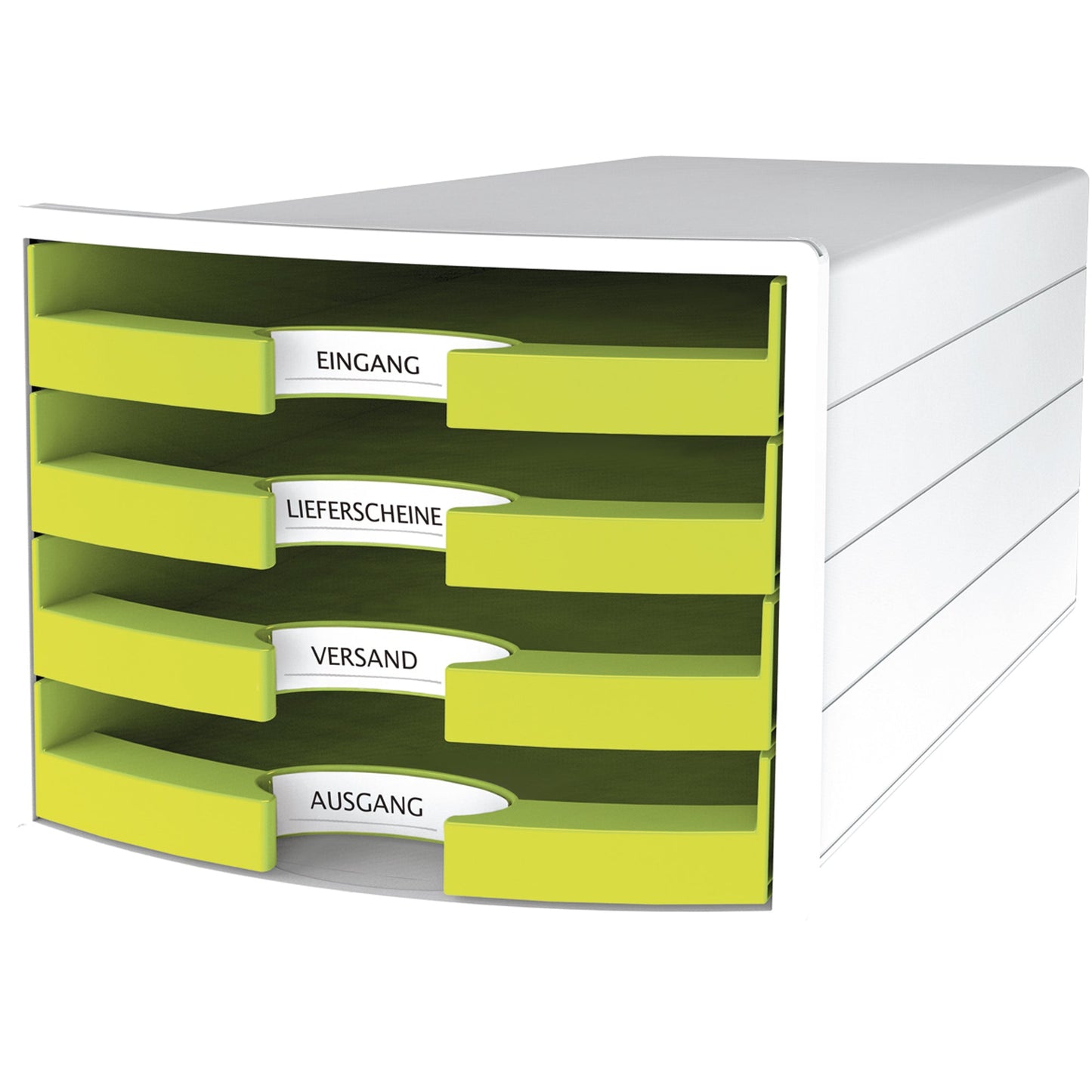 HAN Schubladenbox IMPULS 4 Schubladen DIN A4, DIN C4 Polystyrol Gehäusefarbe: weiß Farbe der Schublade: Trend Colour lemon