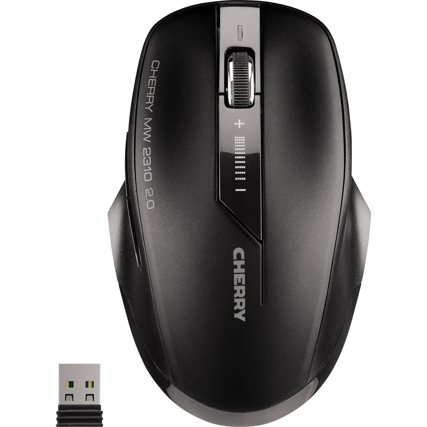 CHERRY Optische PC Maus MW 2310 Links- und Rechtshänder nicht ergonomisch USB-A 10m Batterie inkl. Nano-USB Funkempfänger schwarz