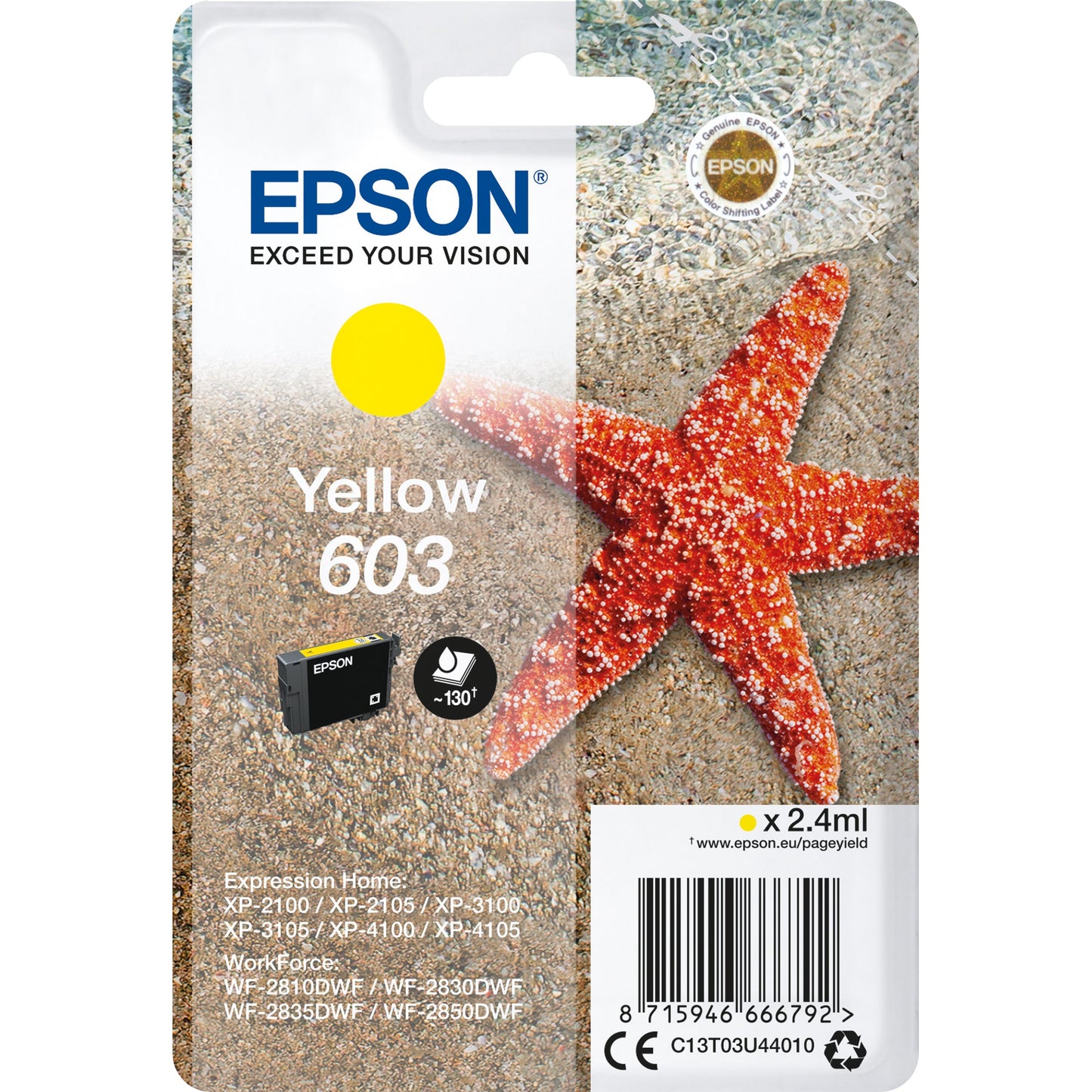 Epson Tintenpatrone Originalzubehör 603 ca. 150 Seiten gelb 2,4ml