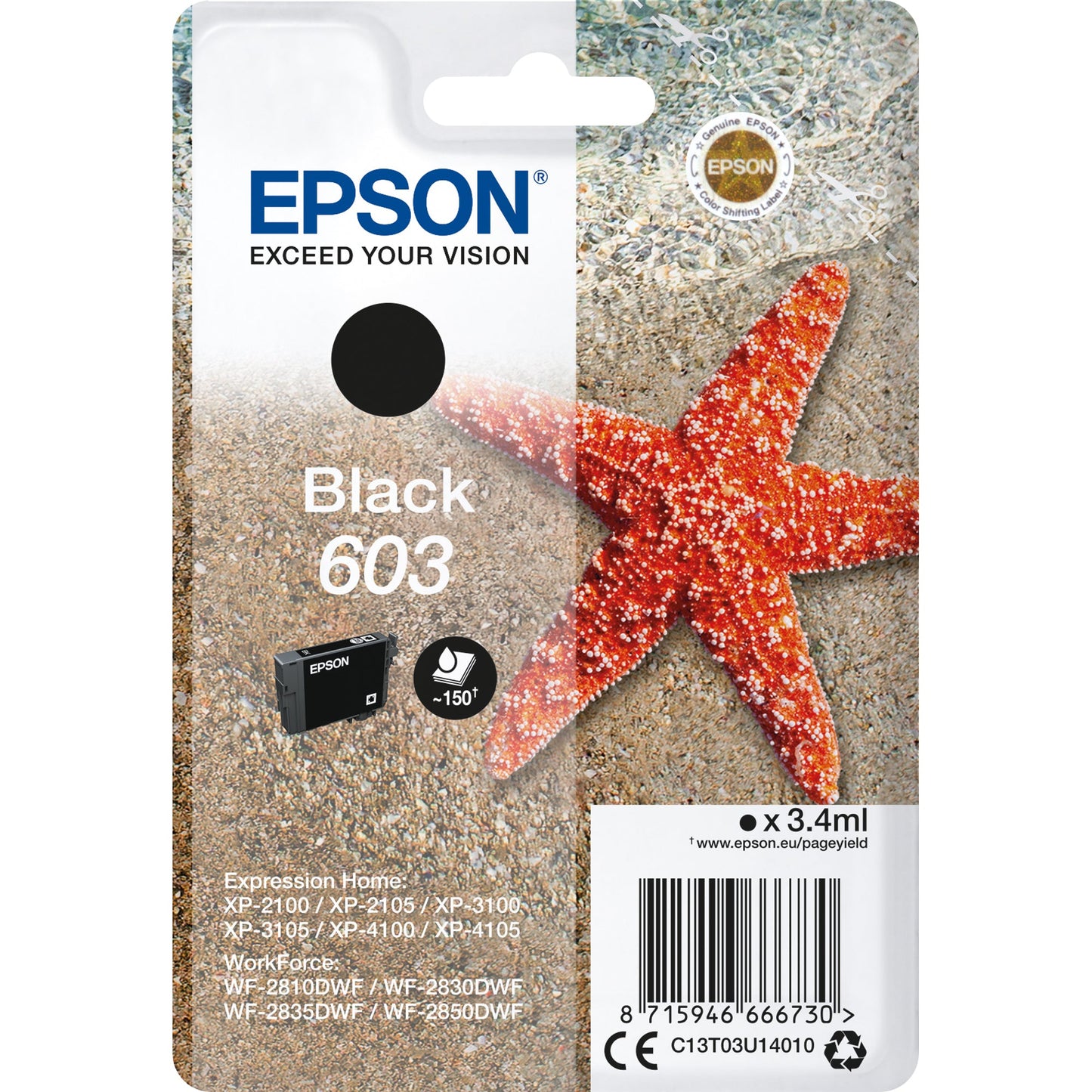 Epson Tintenpatrone Originalzubehör 603 ca. 150 Seiten schwarz 3,4ml